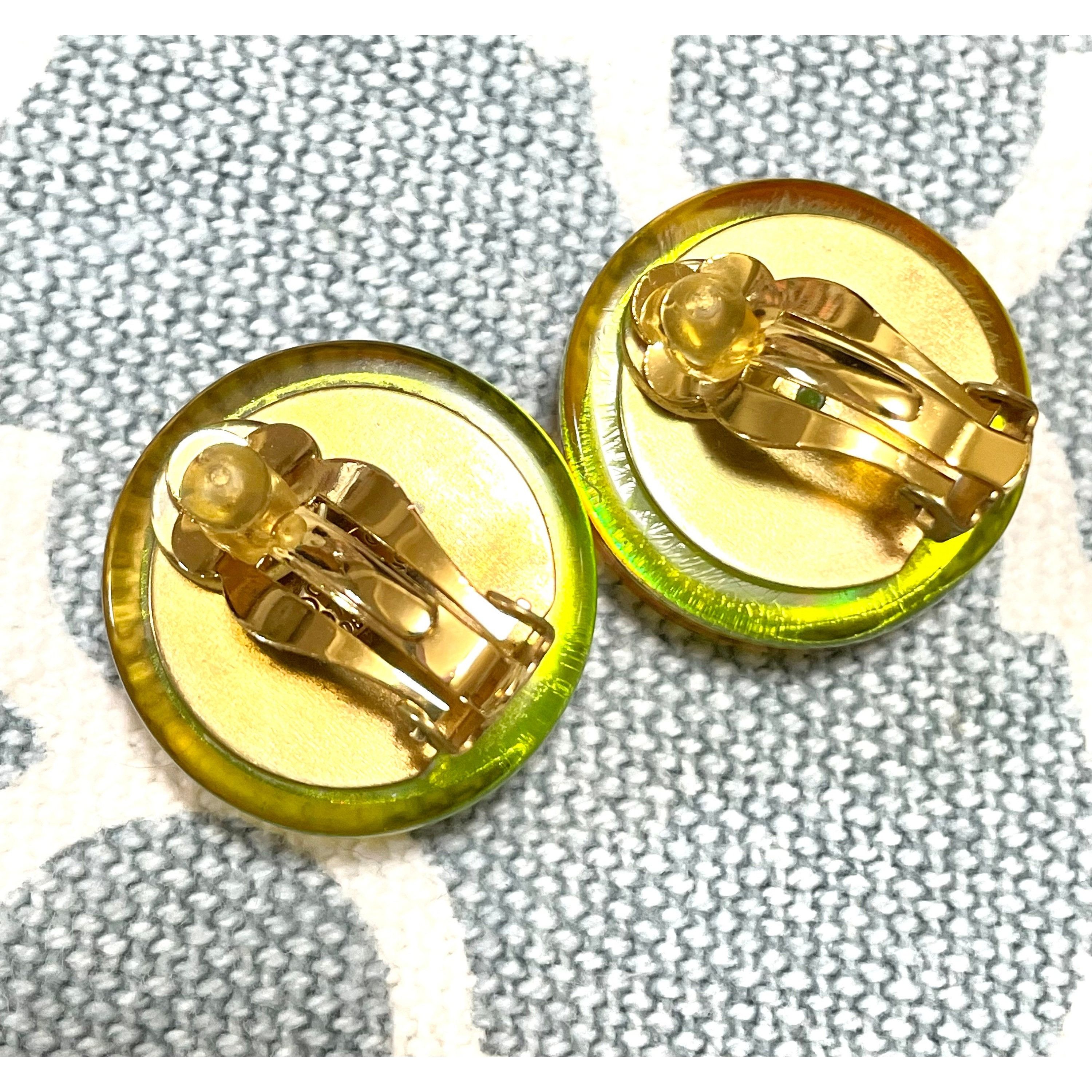 Chanel Vintage CHANEL yellow orange tone aurora resin earrings Size ONE SIZE - 7 Thumbnail
