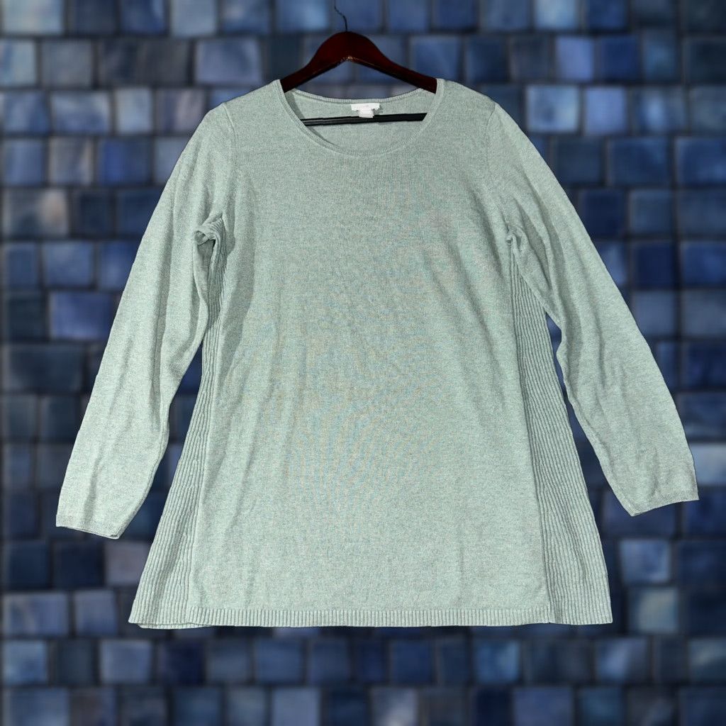 J. Jill J Jill Sweater Women M Green Cotton Blend Long Sleeve Pullover Ribbed Side Size M / US 6-8 / IT 42-44 - 1 Thumbnail