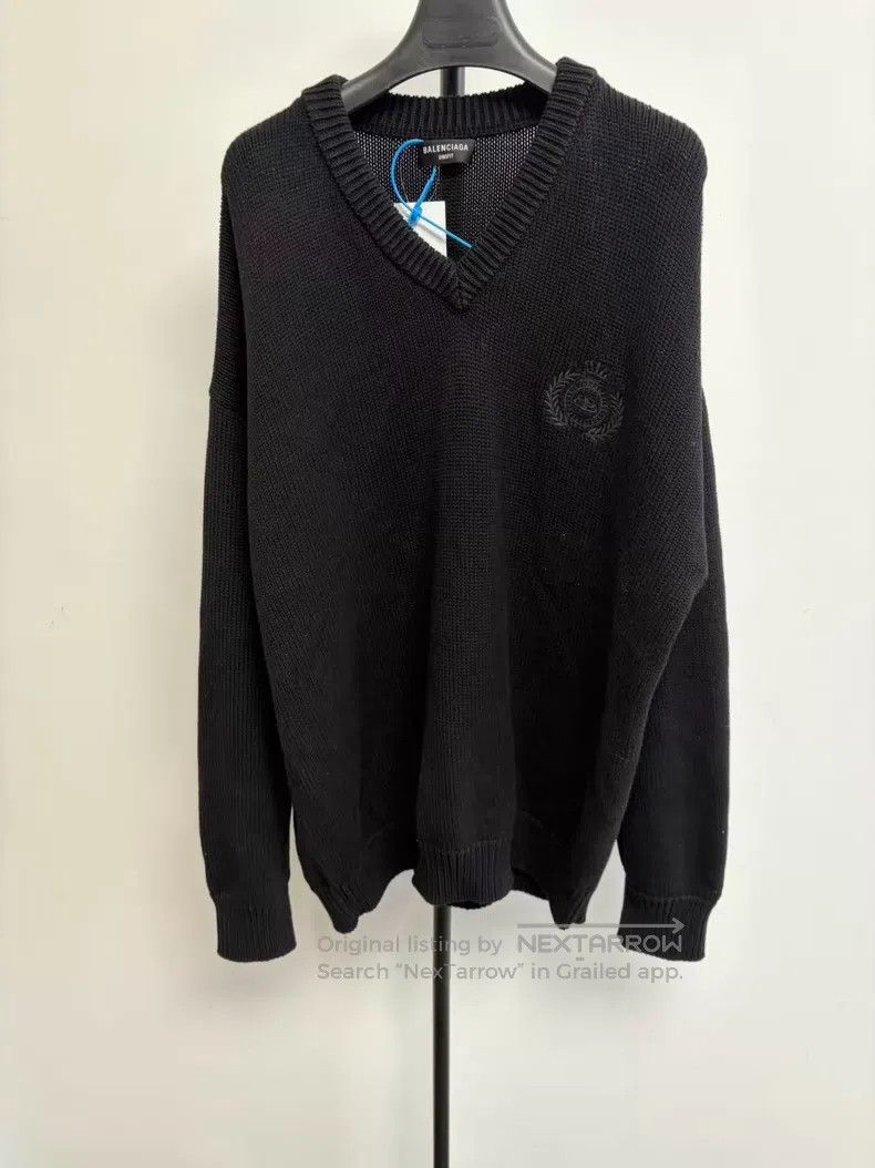 Balenciaga Balenciaga Printed Logo V-neck Long Sleeve Knit Sweater Size US S / EU 44-46 / 1 - 2 Thumbnail