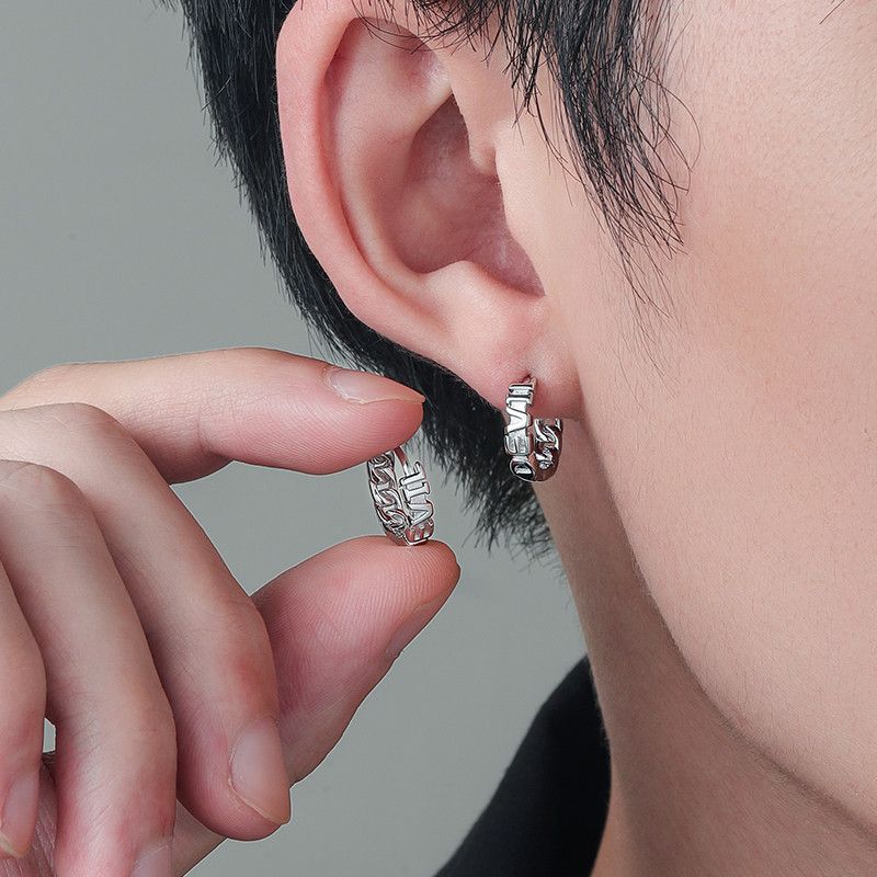 One Pairs New Trend Earrings Gothic Chrome Jewelry Spike in Silver, Men's