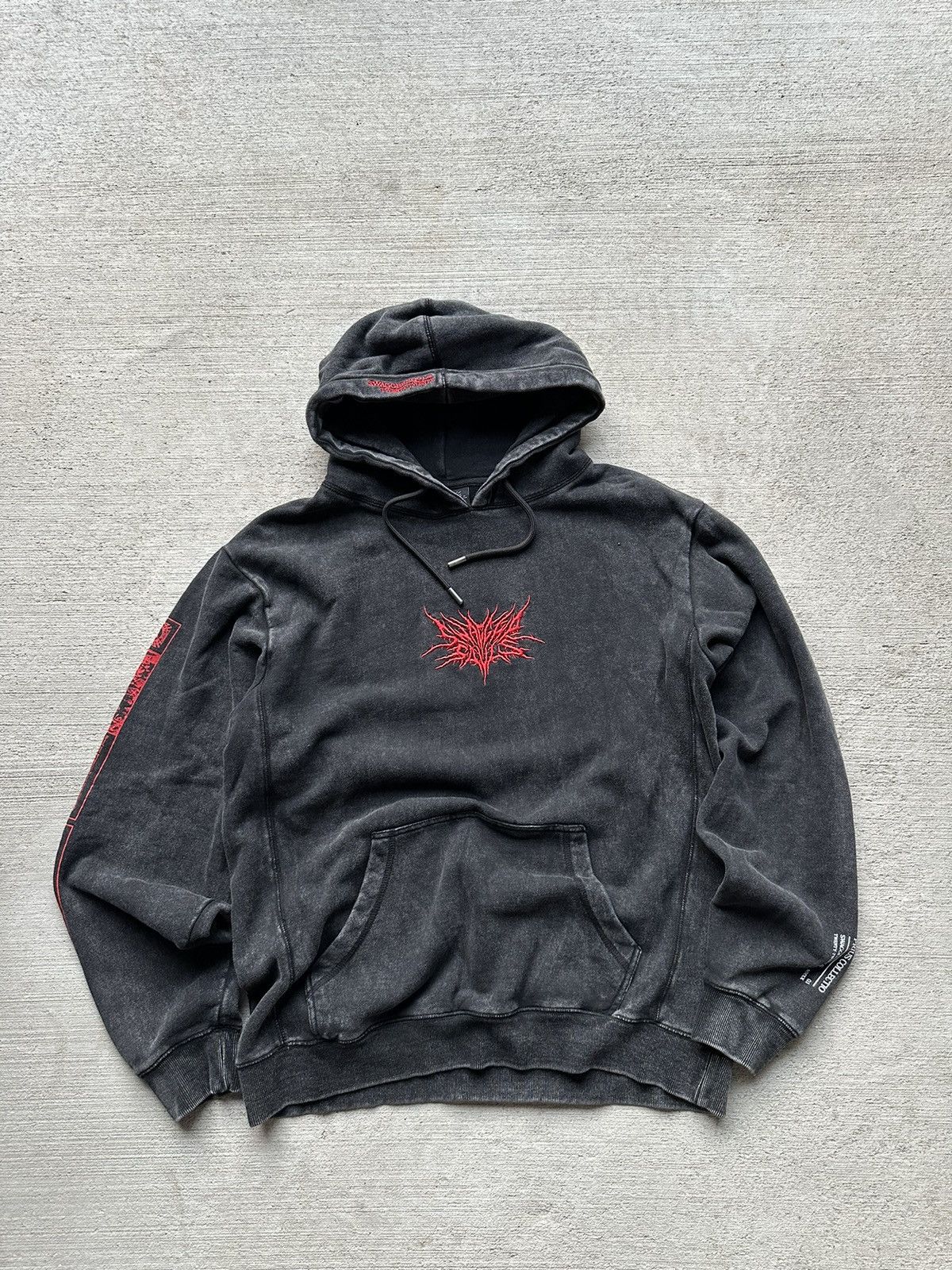 image of Swaggersouls Heritage Hoodie Virtuous Souls Collection in Acid Wash Black, Men's (Size Large)