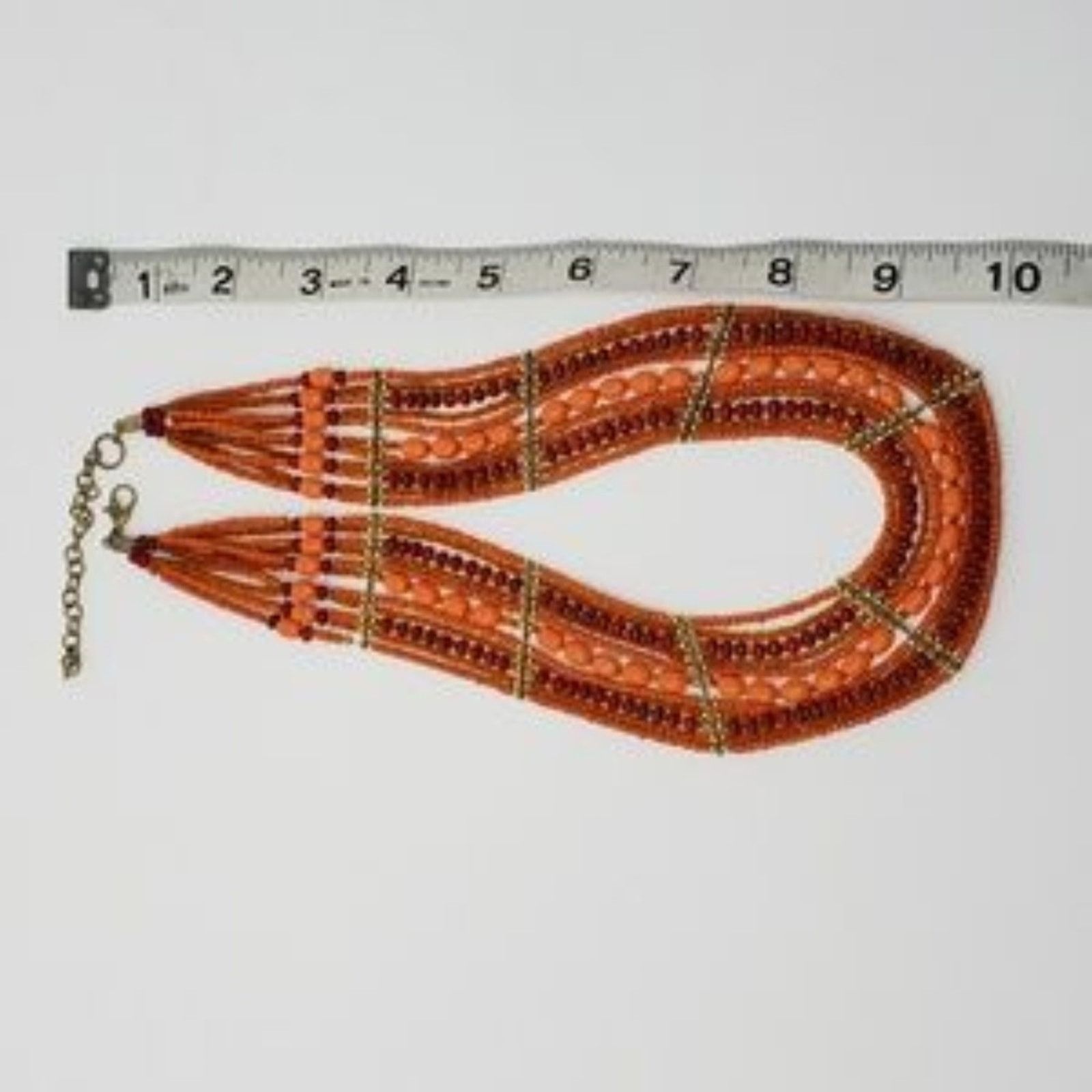 Other Multi-Strand Beaded Red, Orange & Gold-Tone Necklace Size ONE SIZE - 5 Thumbnail