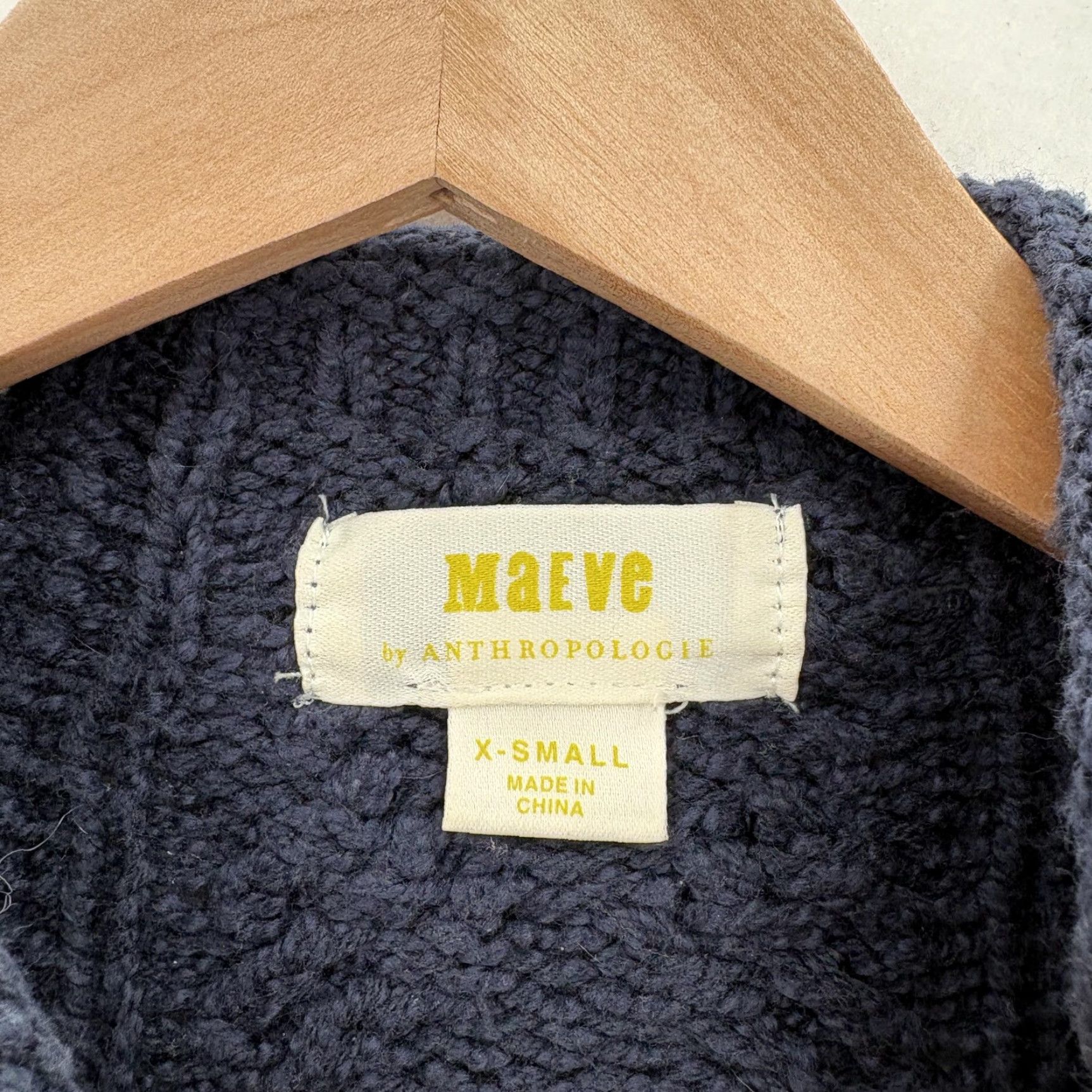 Vintage Maeve Shirt Womens XS Blue Plaid Layered Cable Knit Sweater Boho Knit Overlay Mock Neck Button Front Pullover Size XS / US 0-2 / IT 36-38 - 2 Thumbnail