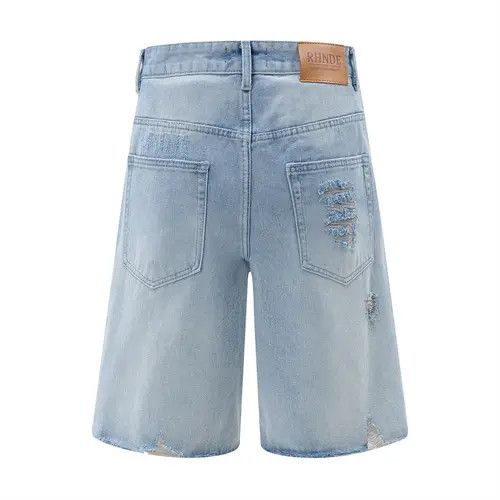 Japanese Brand × Jean Men's punk high street ripped raw edge denim shorts Size US 32 / EU 48 - 3 Thumbnail