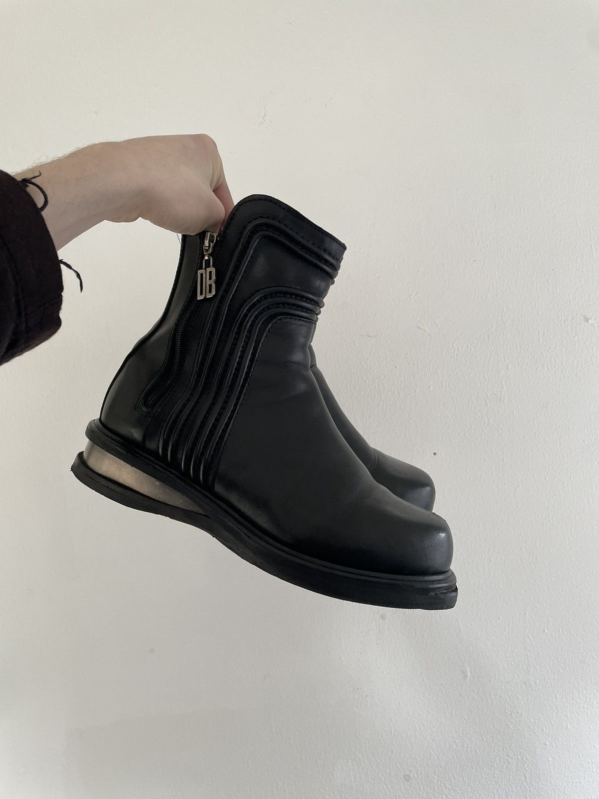 image of Dirk Bikkembergs Steel Metal Heel Shoes Zip Boots in Black, Men's (Size 10)
