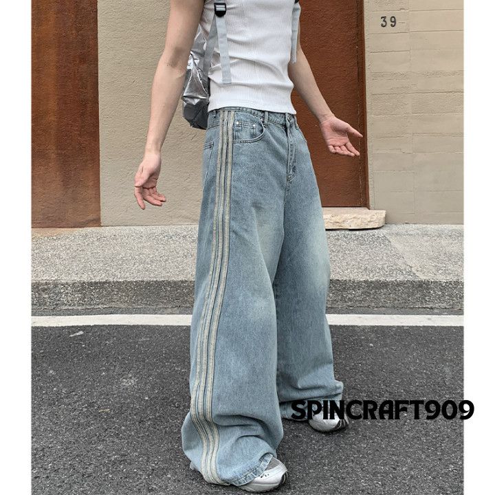 Jean Track Baggy Wide Leg Denim Jeans Size US 28 / EU 44 - 1 Thumbnail