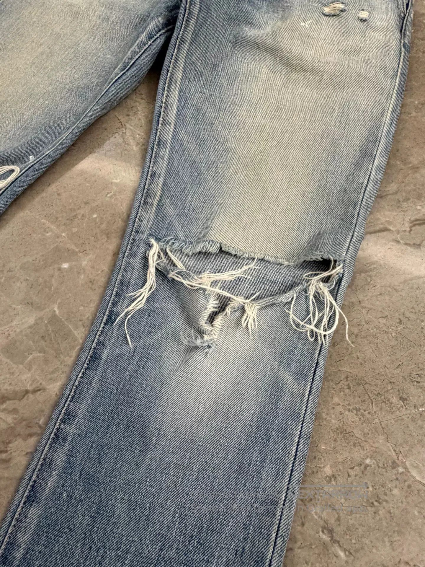 Saint Laurent Paris Saint Laurent Blue Distressed Denim Pants. Size US 29 - 2 Thumbnail