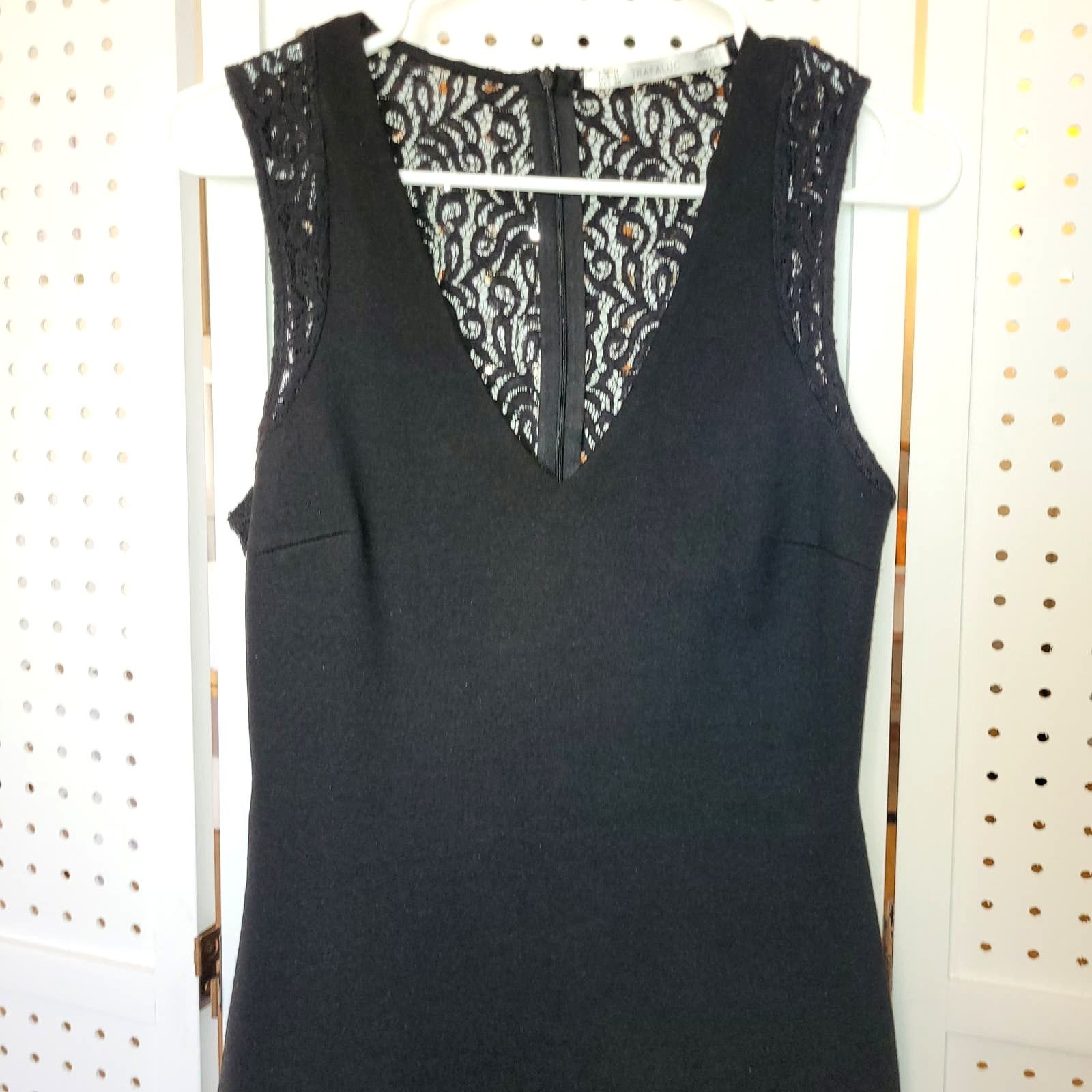 Zara TRAFALUC Zara Women's Dress Medium Black Mini Bodycon Lace. Size M / US 6-8 / IT 42-44 - 5 Thumbnail