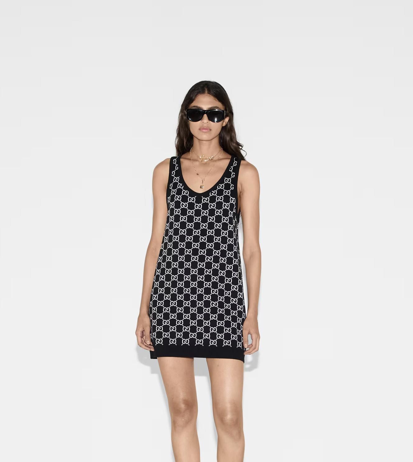 Gucci GUCCI GG WOOL JACQUARD MINI DRESS SIZE L Size ONE SIZE - 2 Thumbnail