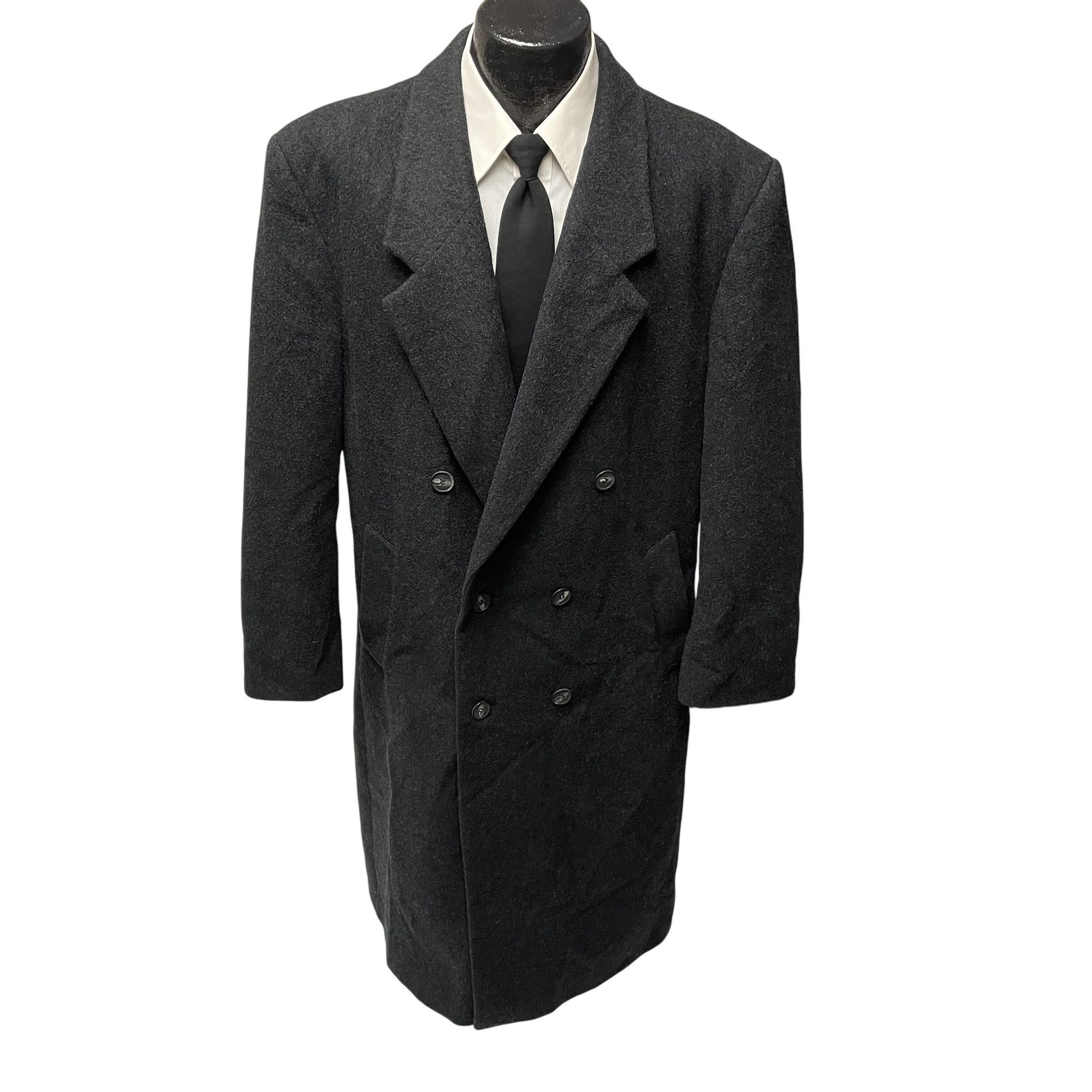 Stafford Vtg Stafford Charcoal Long Coat Wool Double Breasted Jacket Size US XL / EU 56 / 4 - 1 Thumbnail