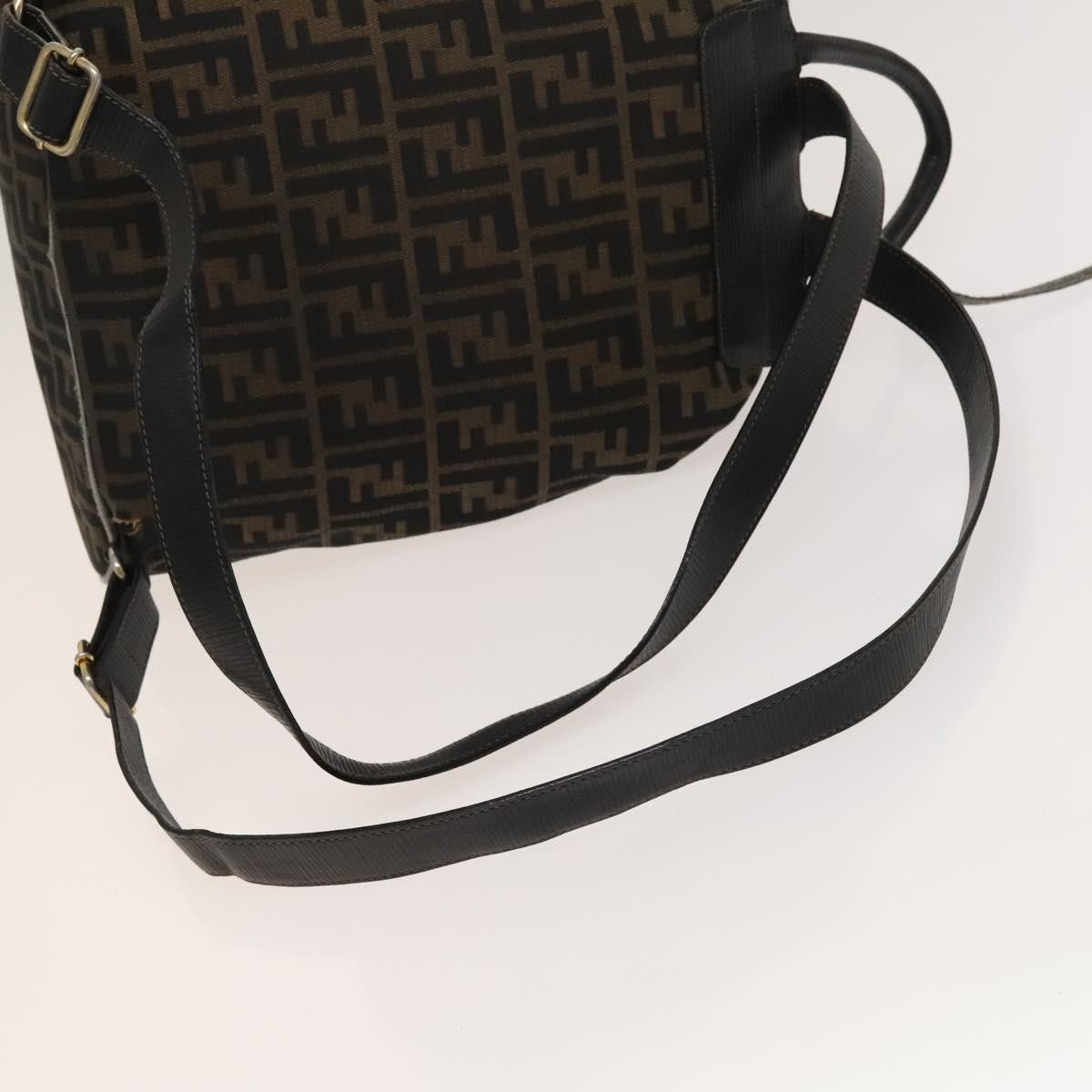FENDI Zucca Canvas Backpack Black Brown Gold
