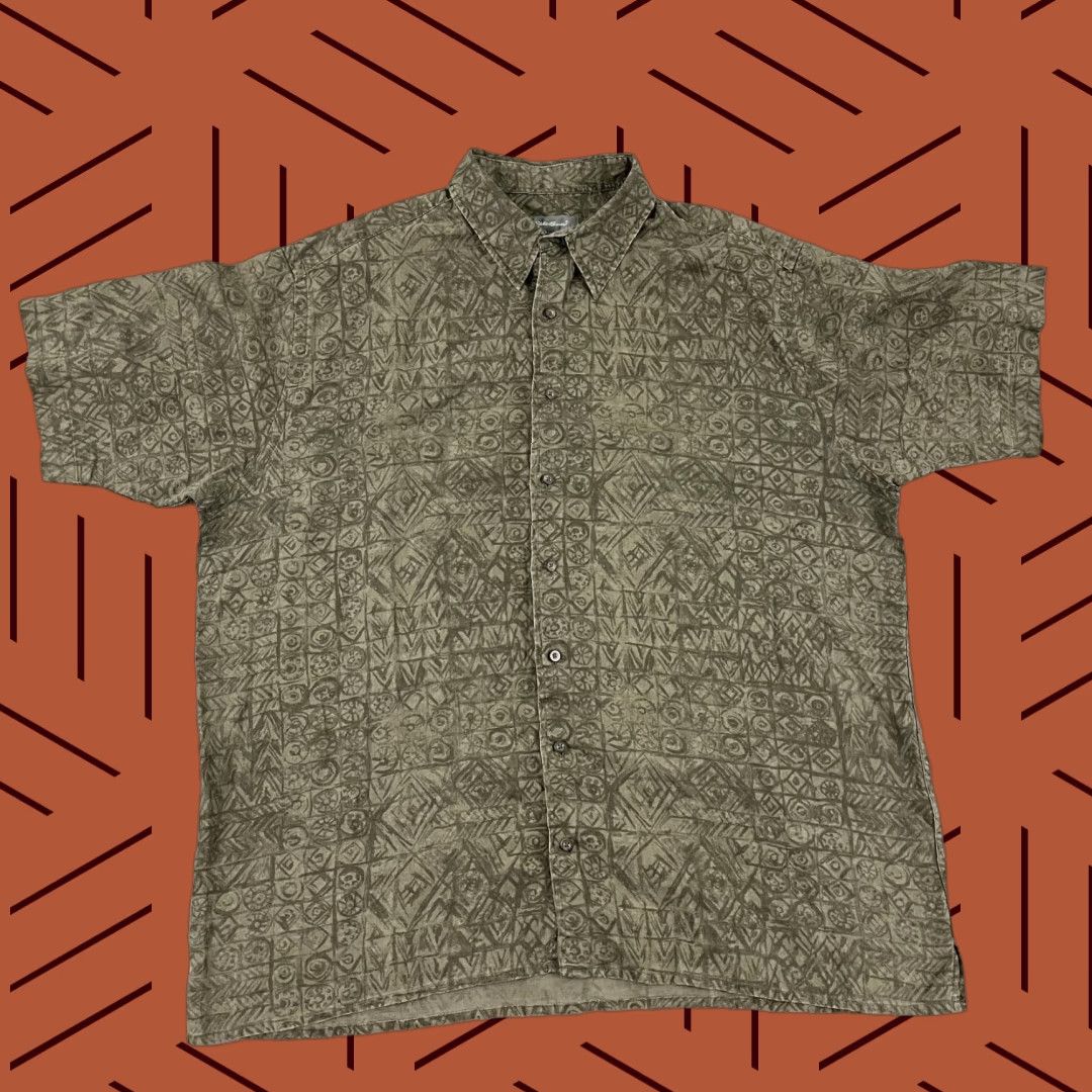 Eddie Bauer VINTAGE Eddie Bauer Shirt Men XLT Tall Short Sleeve Linen Green 100% Breathable Outdoor Size US XL / EU 56 / 4 - 1 Thumbnail