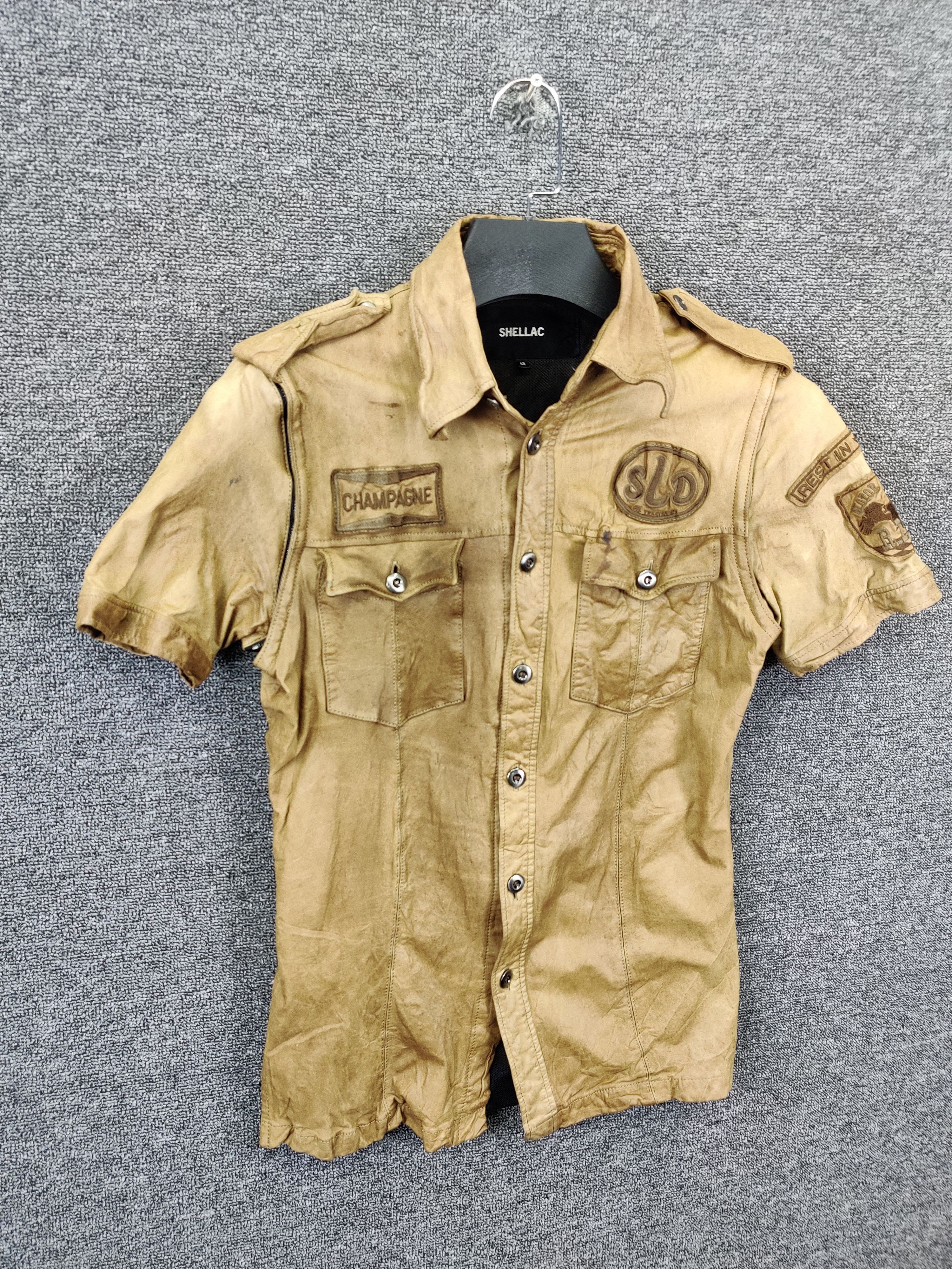 Shellac Vintage Shellac Pacthes Leather Short Sleeve Button Up Shirt Size US S / EU 44-46 / 1 - 4 Thumbnail