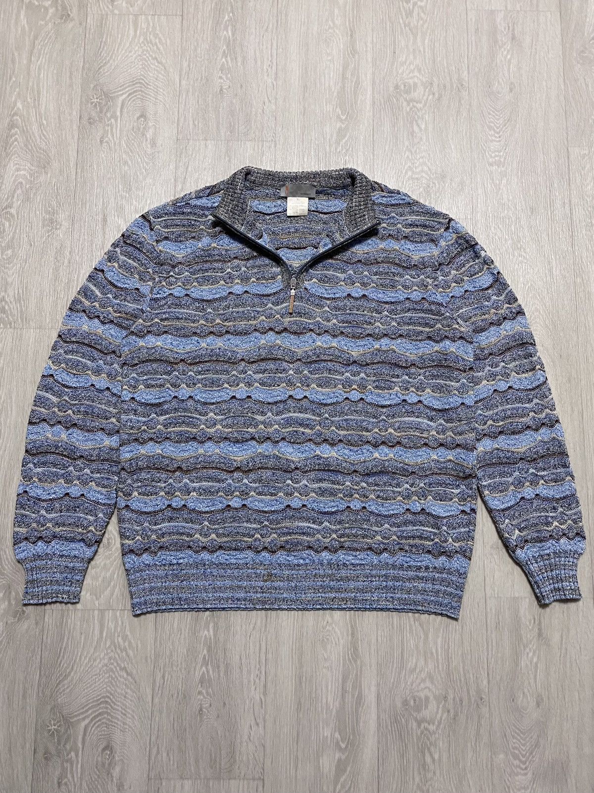 Missoni Vintage Missoni Multicolour Weave Cotton Viscose Zip Sweater Size US XL / EU 56 / 4 - 2 Thumbnail