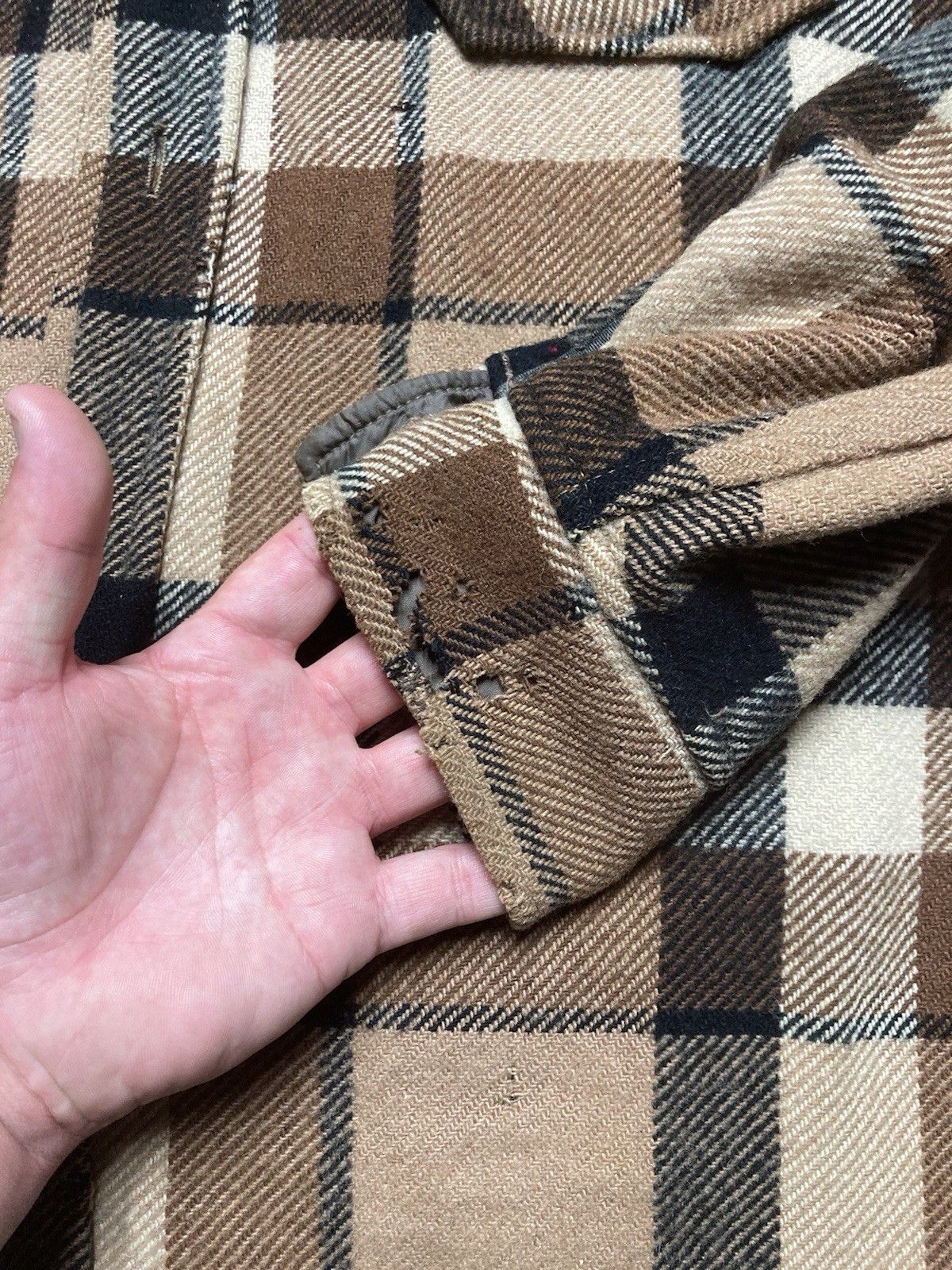 Vintage 50s 60s wool CPO shirt plaid anchor button distressed large Size US L / EU 52-54 / 3 - 4 Thumbnail