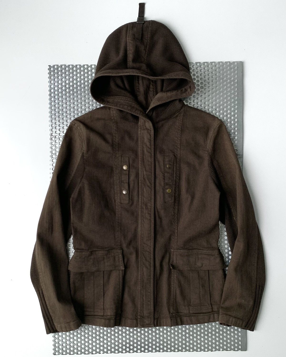 Le Grande Bleu (L.G.B.) 2000S PASSIONE Hybrid Utility Knit-Hood Jacket Size US M / EU 48-50 / 2 - 2 Thumbnail