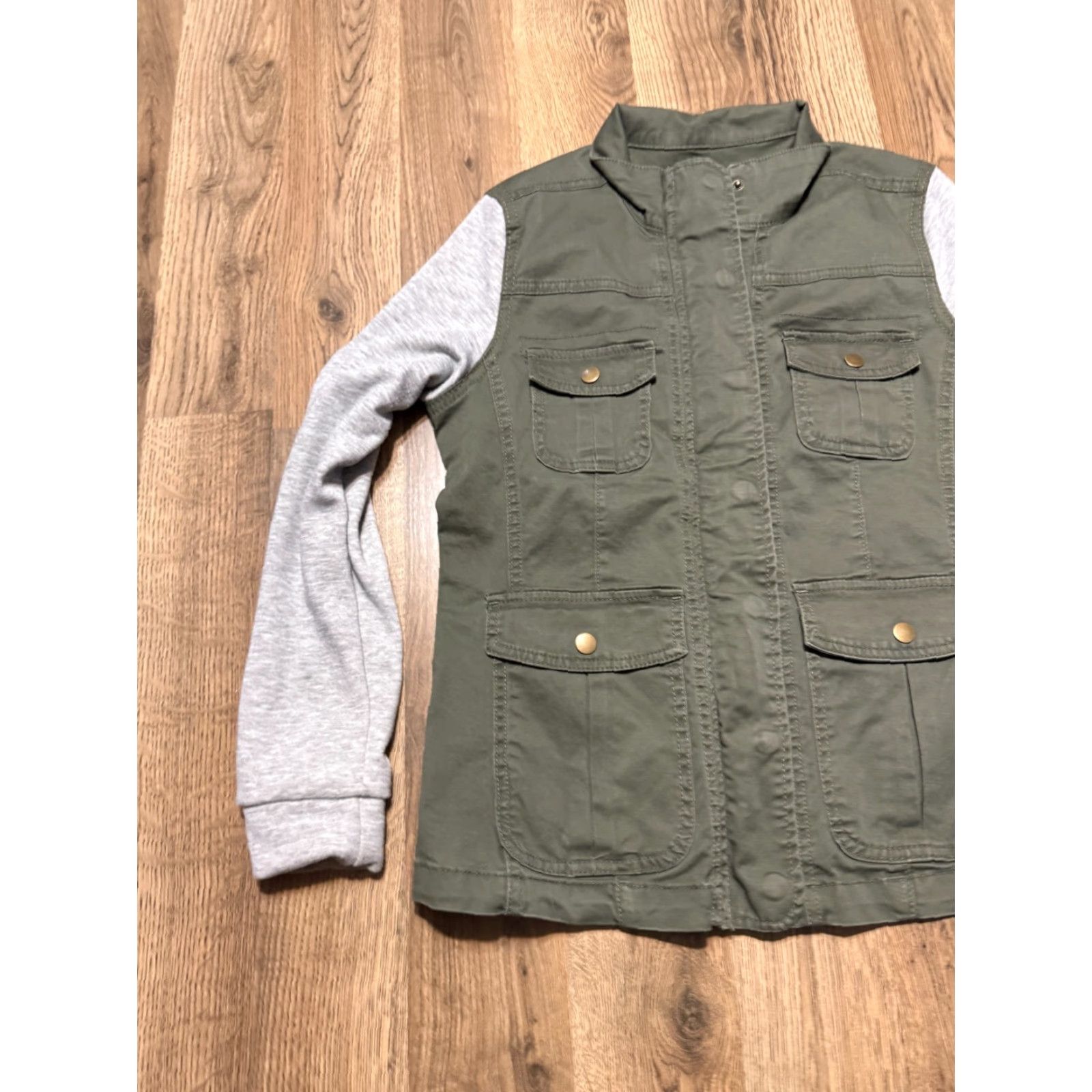 Vintage WallFlower Jacket Women's Size Small Grey Green Long Sleeve Full Zip Pockets Regular Fit Mens? Size S / US 4 / IT 40 - 3 Thumbnail