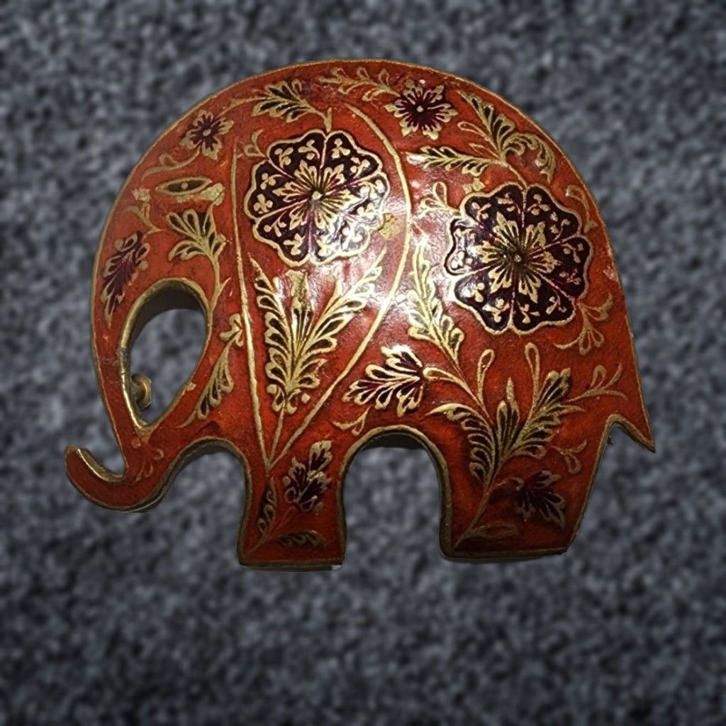 Vintage VINTAGE Elephant Belt Buckle • Cloisonné Style India Hippie-Era 1970s Brass Belt Buckle Adults Unbranded 1970s India Elephant Hippie Mens Boys Girls Size ONE SIZE - 1 Thumbnail