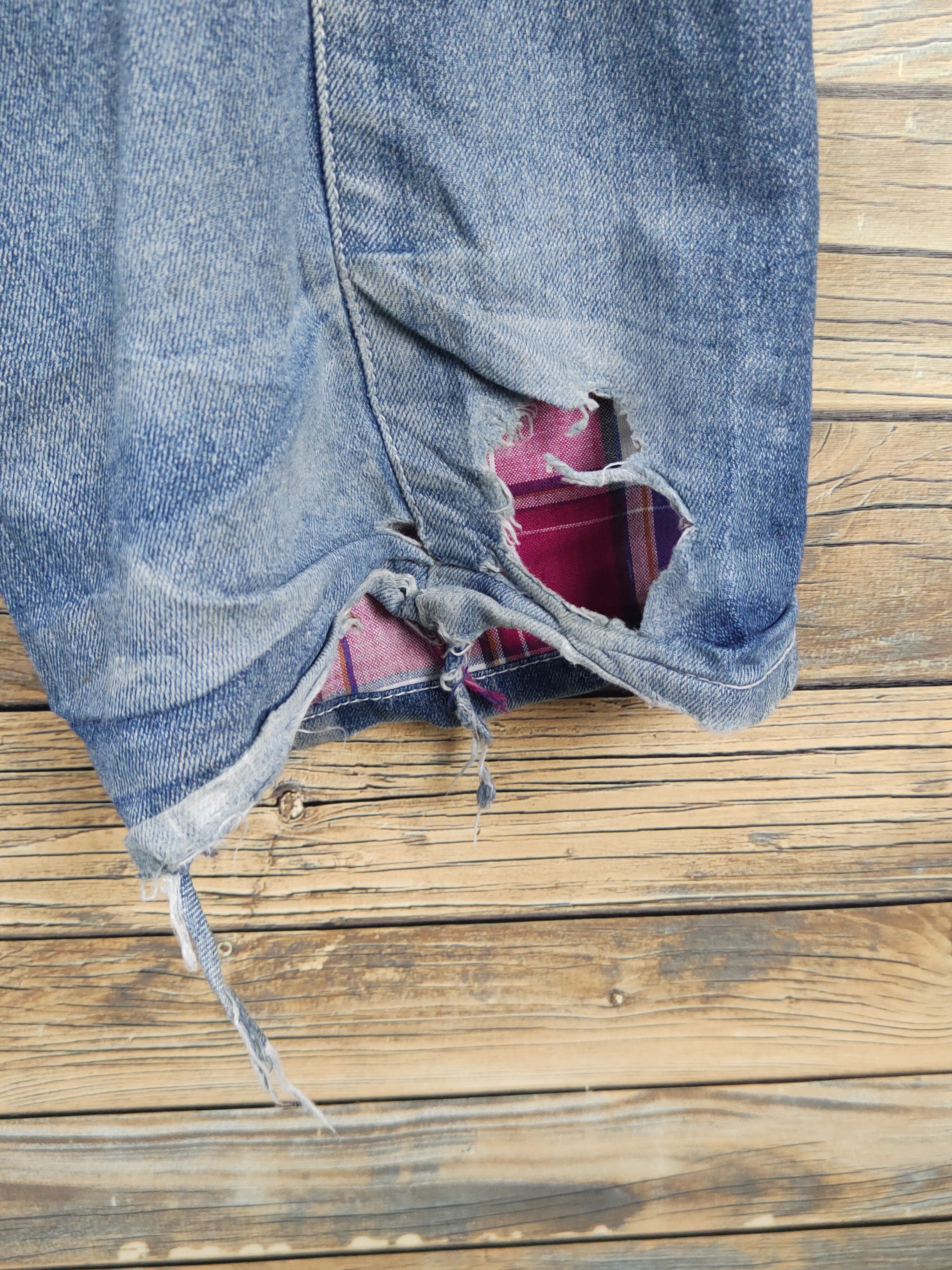 Japanese Brand UPST Upstart double waist Blue Ripped Soft Jeans #W1704 Size US 32 / EU 48 - 15 Thumbnail
