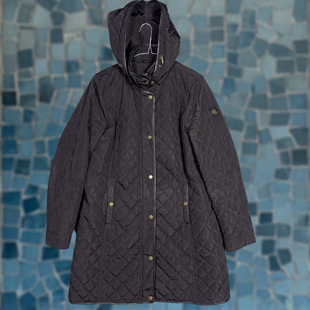 Ralph Lauren Ralph Lauren Jacket Women M Diamond Quilted Equestrian Barn Puffer Hood Full Zip - Black Label Size M / US 6-8 / IT 42-44 - 1 Thumbnail