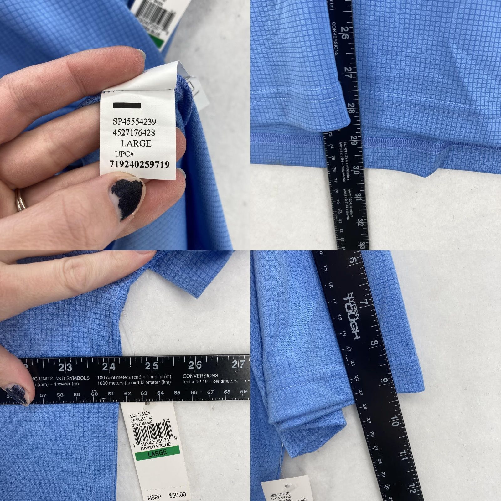 Izod Izod Golf Polo Shirt Mens Large Riviera Blue SwingFlex UPF-20 Basix Stretch Polo Shirt Size US L / EU 52-54 / 3 - 8 Thumbnail