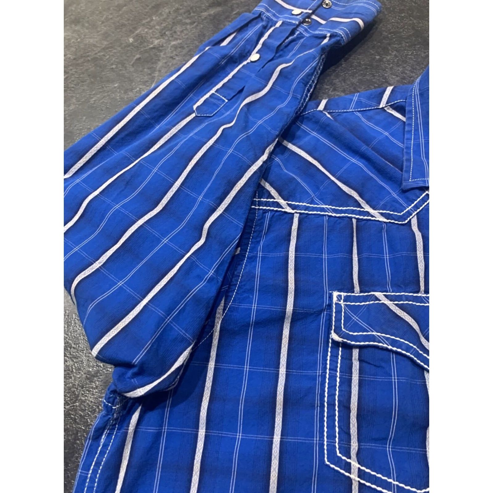 Vintage VINTAGE Rafter C Men's Cowboy Collection Long Sleeve Shirt 2XL Blue Striped Pearl Snap Western Cowboy Rodeo Size US XXL / EU 58 / 5 - 6 Thumbnail