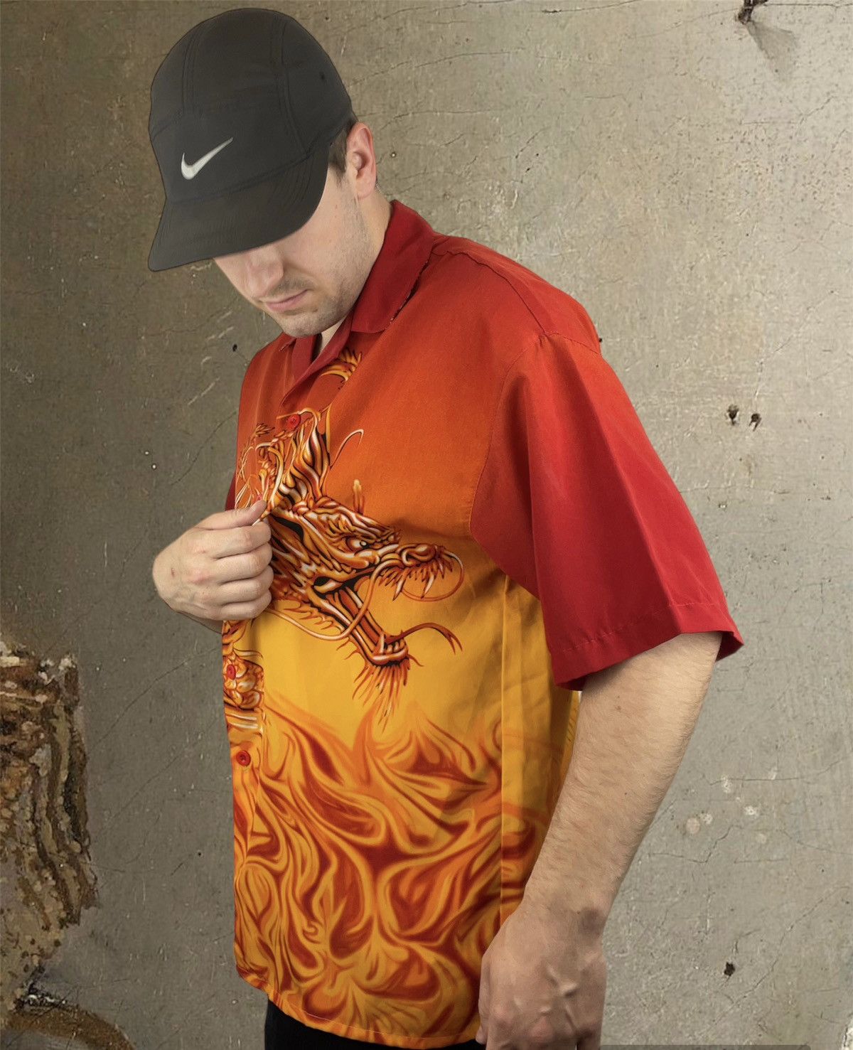 Vintage 🐉Japanese vintage shirt DRAGON flame big logo | Grailed