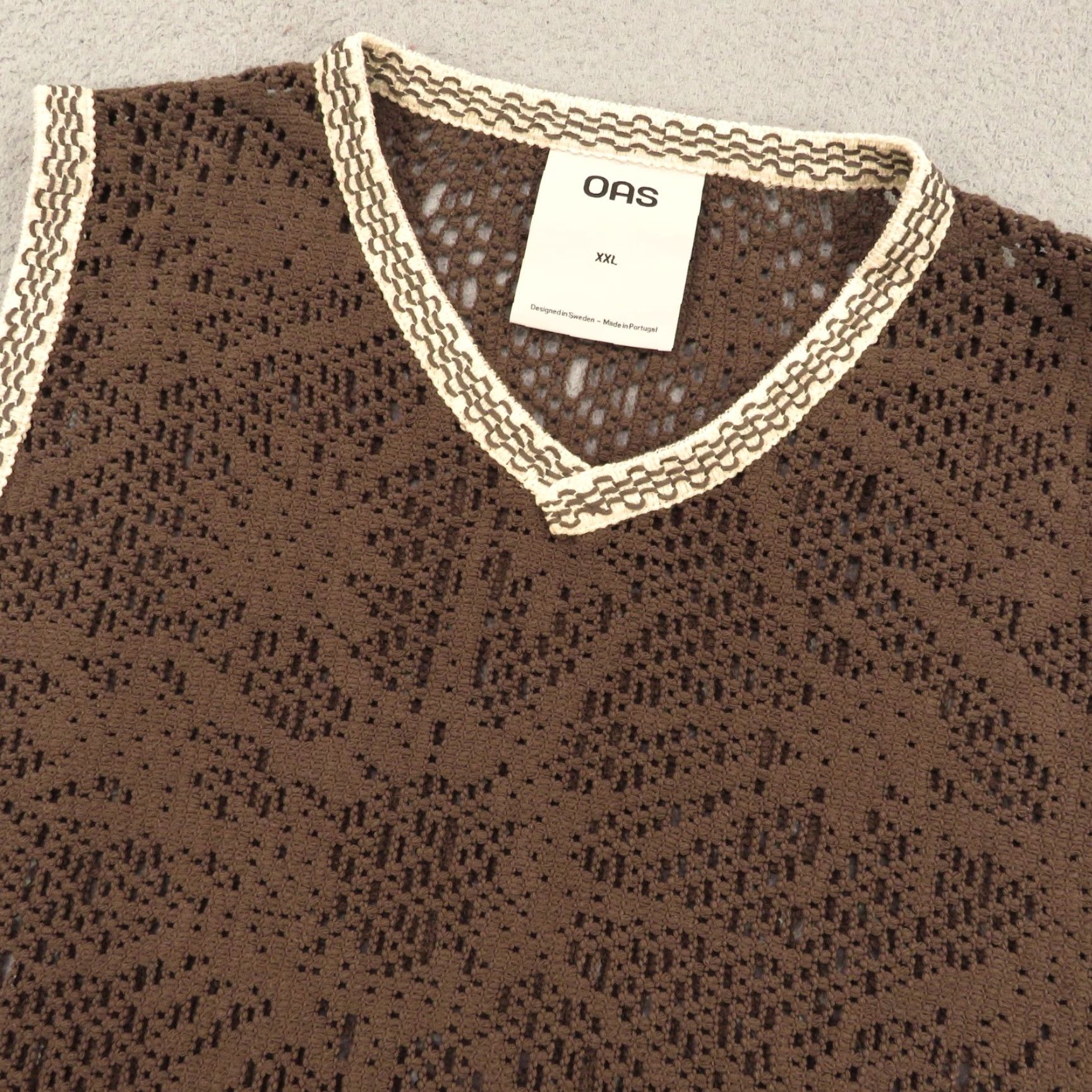OAS OAS Vest Mens 2XL Brown V Neck Crochet Knit Graphic Luxury Resort Poolside Casual Size US XXL / EU 58 / 5 - 2 Thumbnail