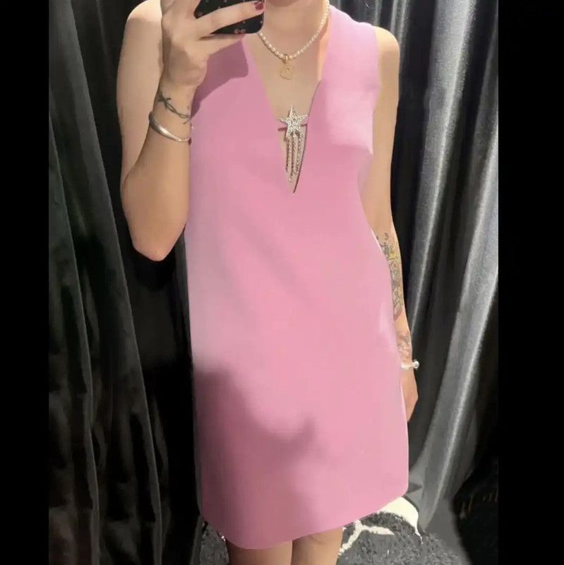 Miu Miu Miu Miu Pink Sleeveless Mini Dress for Summer 0089 Size XS / US 0-2 / IT 36-38 - 1 Thumbnail