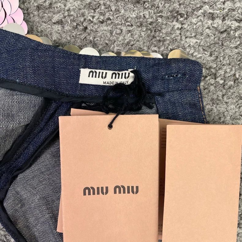 Prada Miu Miu Denim Sleeveless Top with Sequins -2505 Size S / US 4 / IT 40 - 5 Thumbnail