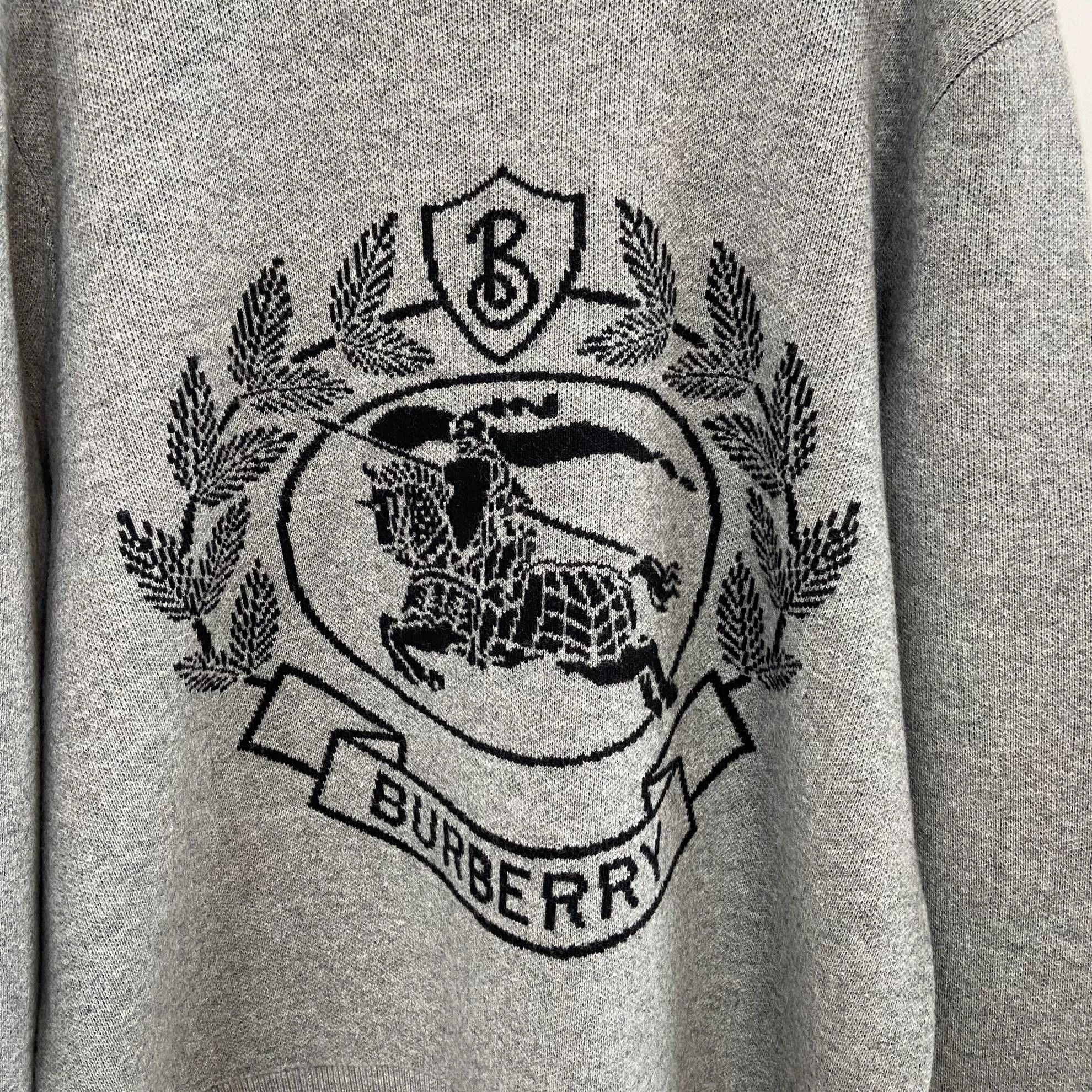 Burberry Burberry Gray Equestrian Jacquard Crewneck Sweater M Size US M / EU 48-50 / 2 - 5 Thumbnail