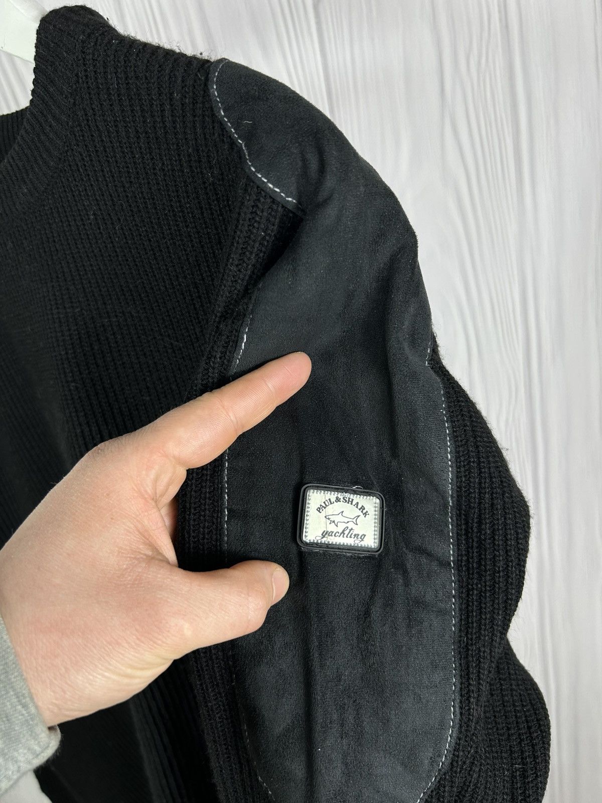 Paul & Shark Vintage Paul Shark Yachting Wool Leather Knitted Sweater XL Size US XL / EU 56 / 4 - 4 Thumbnail