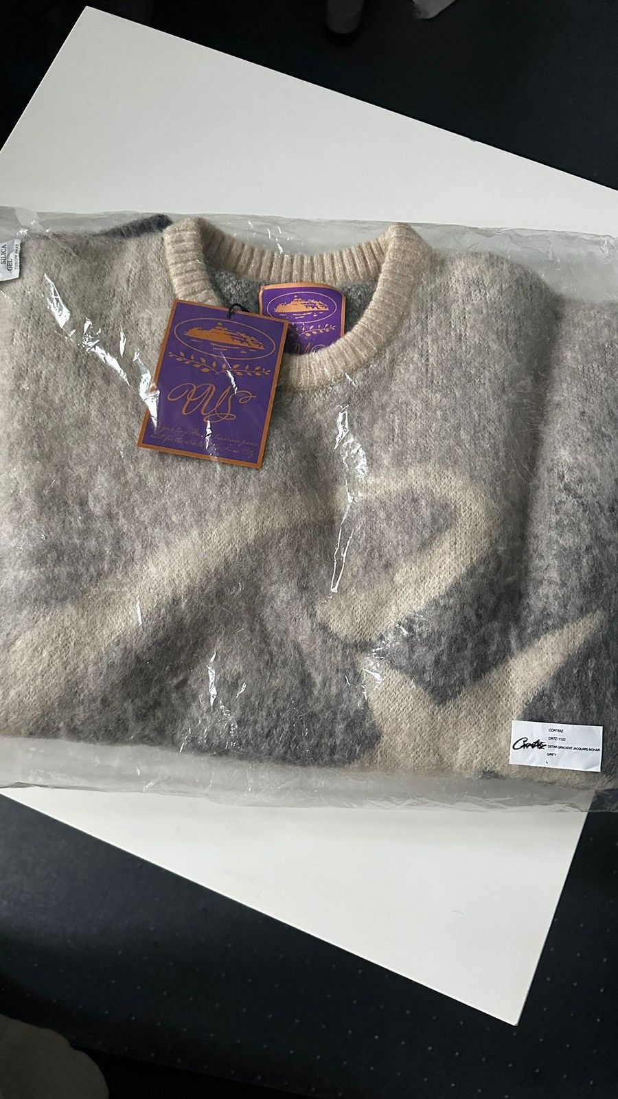 image of Grey Gradient Corteiz Mohair Knit in Gray Gradient, Men's (Size Large)