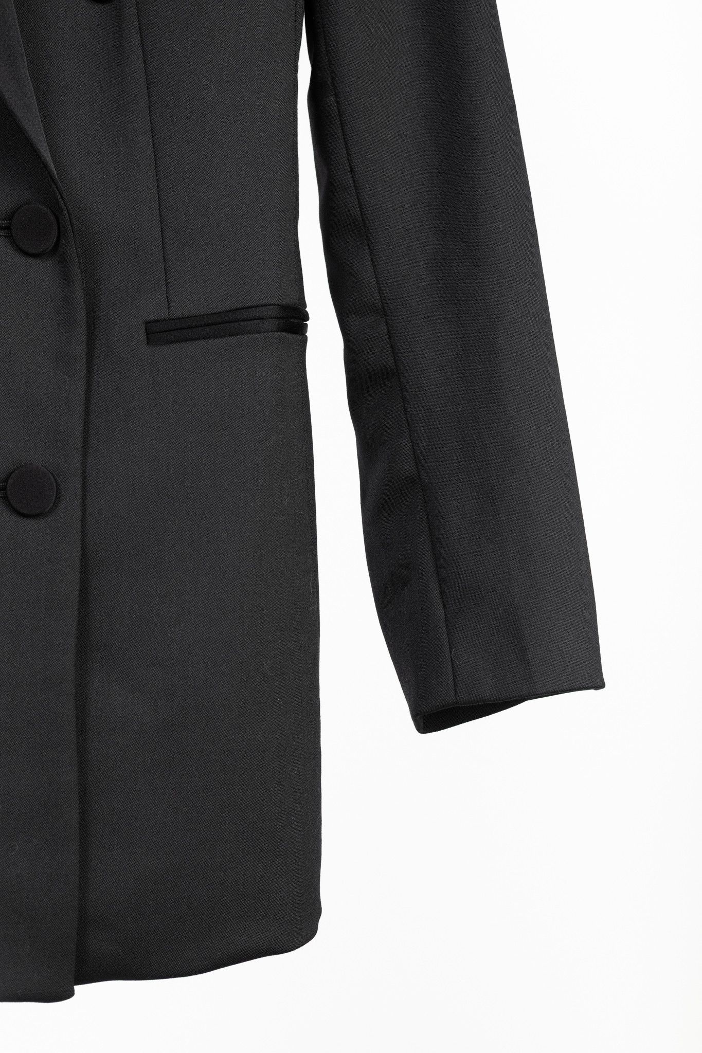Theory Theory Black Double-Breasted Satin-Trim Wool Tux Jacket Size S / US 4 / IT 40 - 6 Thumbnail