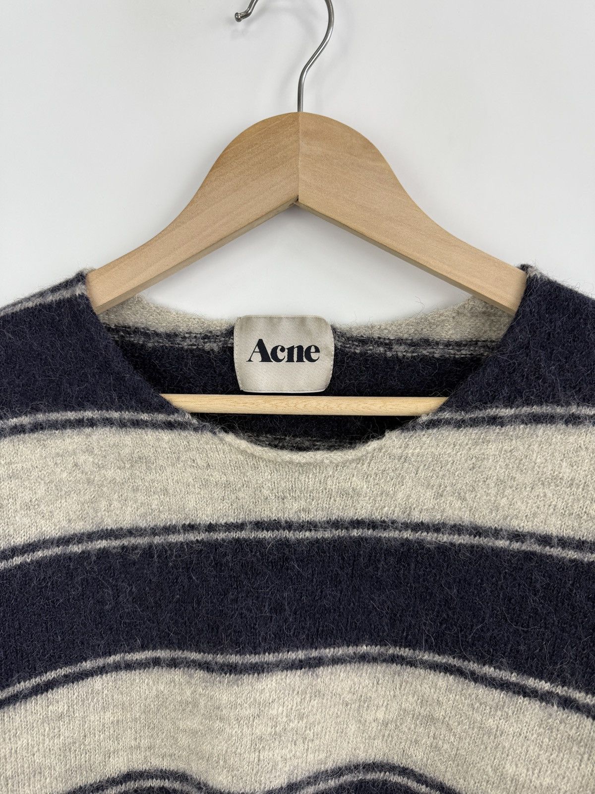 Acne Studios 🇺🇸Y2K Acne Studios Alpaca Wool Striped Sweater Navy LIMA AW11 Size XL / US 12-14 / IT 48-50 - 4 Thumbnail