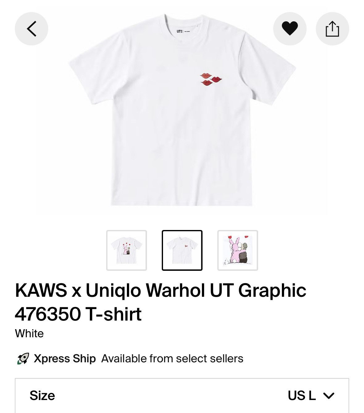 Andy Warhol × Kaws × Uniqlo KAWS x UNIQLO x ANDY WARHOL TEE WHITE SIZE LARGE Size US L / EU 52-54 / 3 - 2 Thumbnail