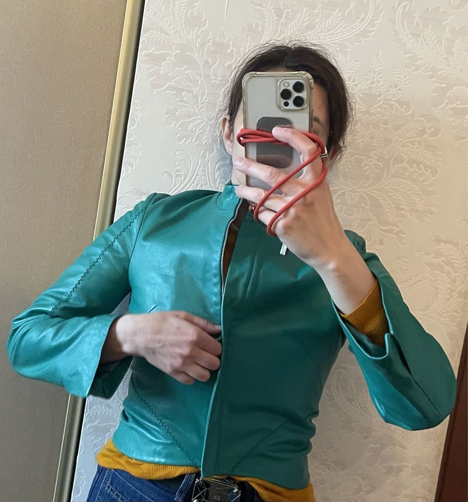 Versus Versace Versace Versus Emerald Leather Jacket Size S / US 4 / IT 40 - 7 Thumbnail