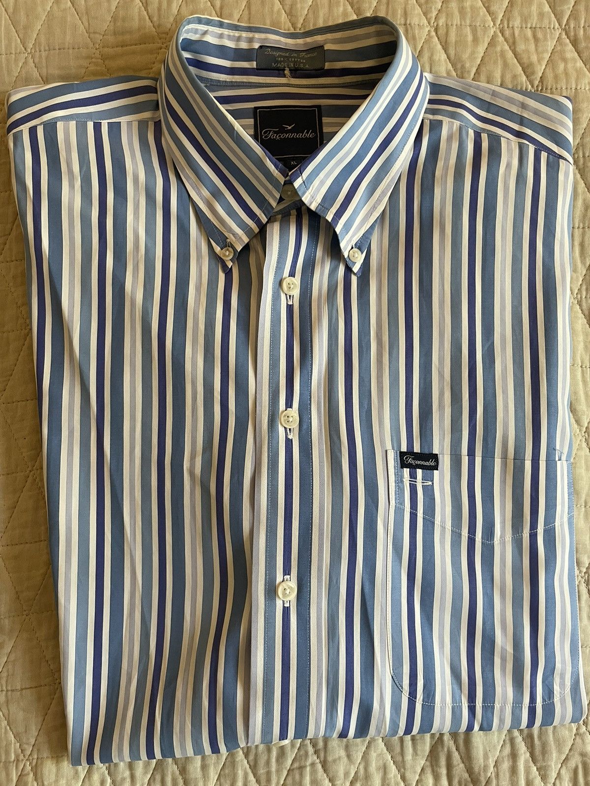 Faconnable × Vintage Bold Stripe Button Down Collar Shirt Size US XL / EU 56 / 4 - 1 Thumbnail