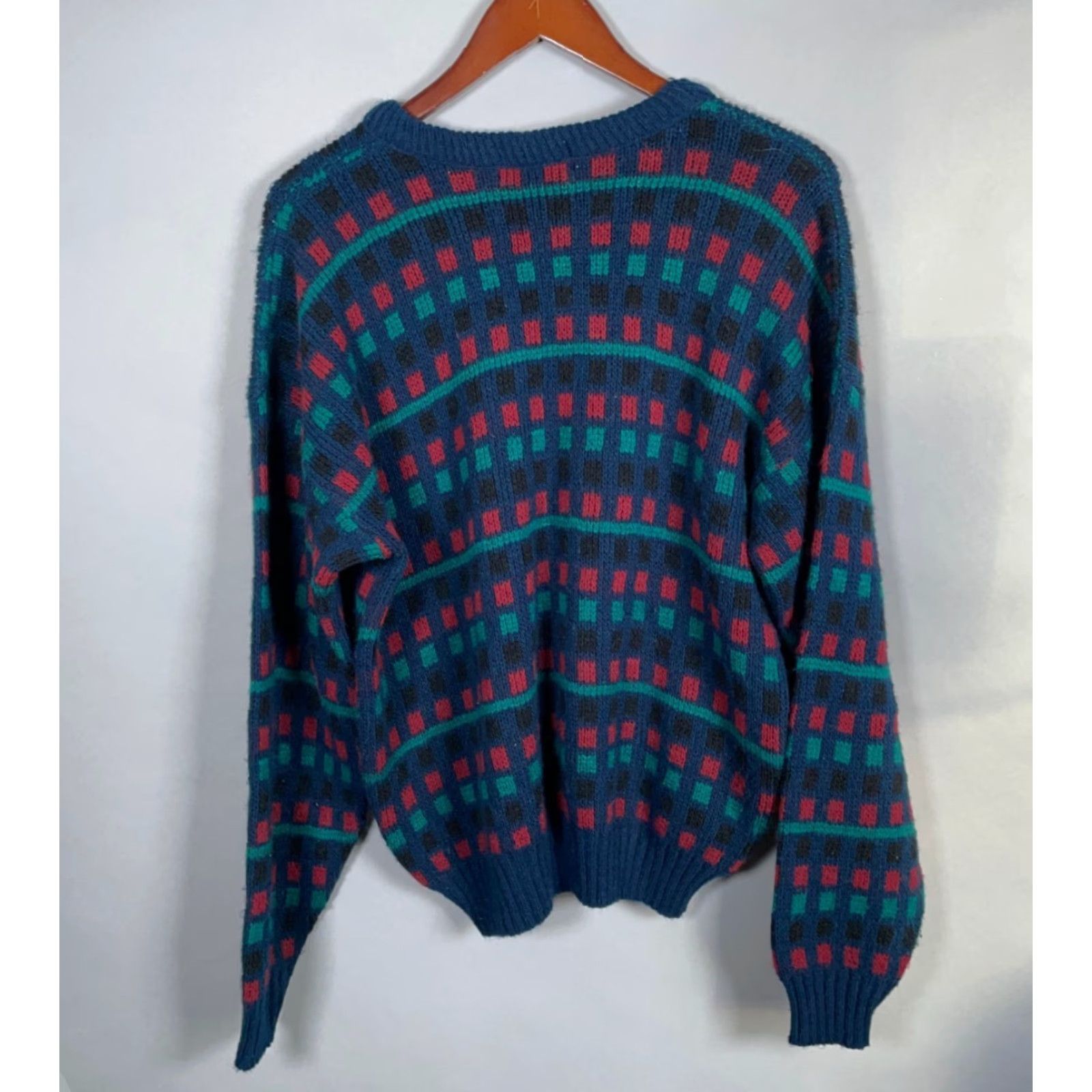 Vintage Vintage 90s Check Pattern Sweater Adult Large Blue Lightweight Pullover Knit Mens Retro Casual Size US L / EU 52-54 / 3 - 3 Thumbnail