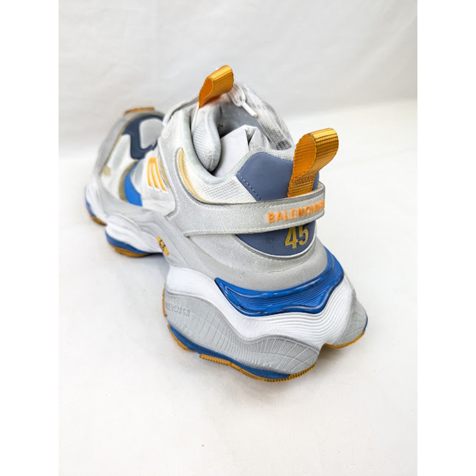 Balenciaga o1rshd1 Cargo Suede Low-Top Sneakers White/Grey/Orange/Blue Size US 10 / EU 43 - 12 Thumbnail
