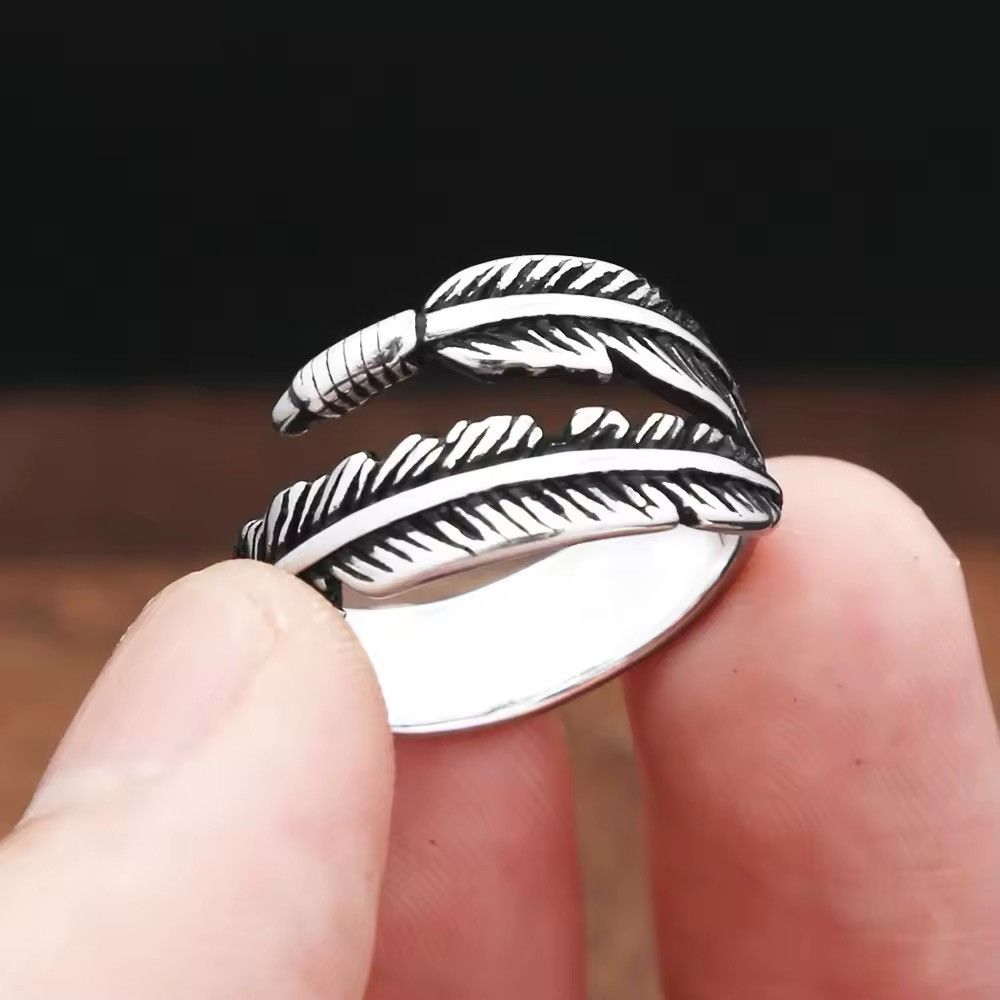 Jewelry × Vintage Steel Simple Feather Rings Size ONE SIZE - 2 Thumbnail