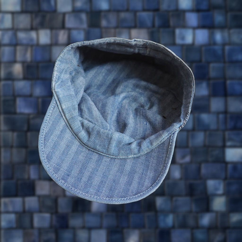 JCPenney VINTAGE Penneys Hat Conductor Work Penneys Penneys Pay Day 50s Sanforized Herringbone Cap S Blue Men's Hat Size ONE SIZE - 1 Thumbnail
