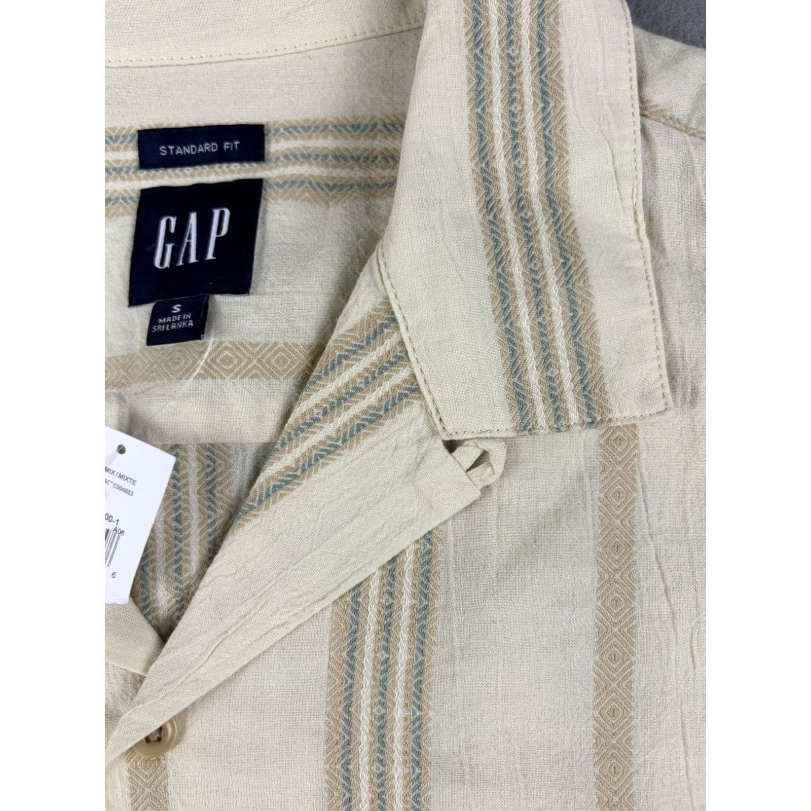 Gap GAP Shirt Button-Up Men S Short Sleeve Beige Cotton Camp Collar Button Up Color Beige Size S Regular Classic Size US S / EU 44-46 / 1 - 4 Thumbnail