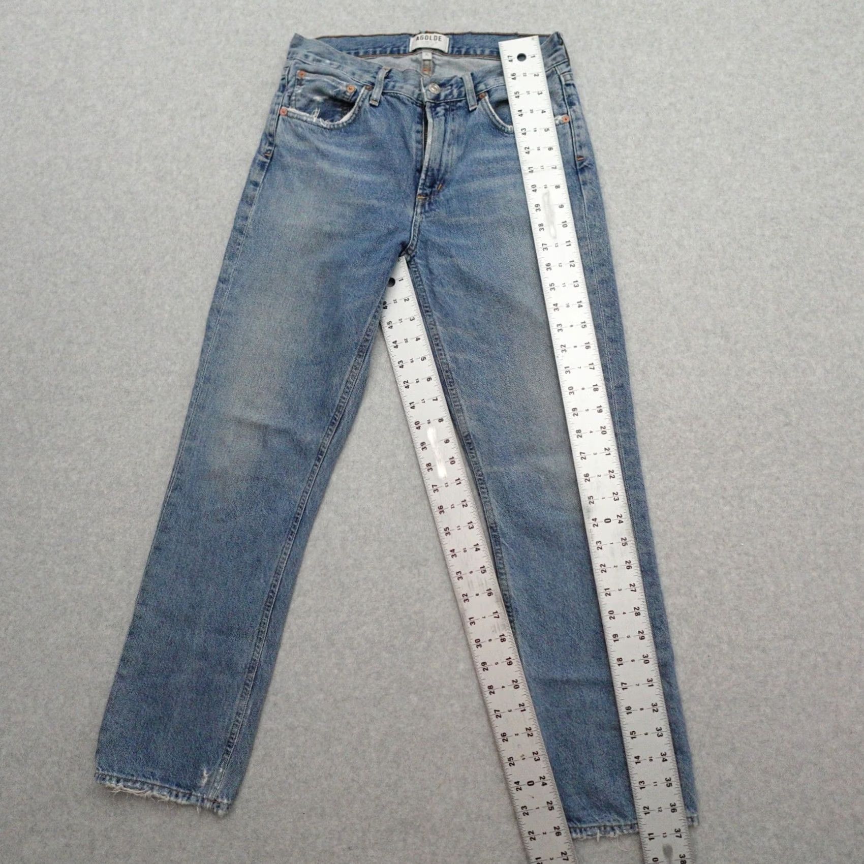 Agolde AGOLDE Jeans Women's 25x26 Distressed Button Fly Blue Casual Boyfriend Denim Shaped Fit Womens Size 42" / US 20 - 3 Thumbnail