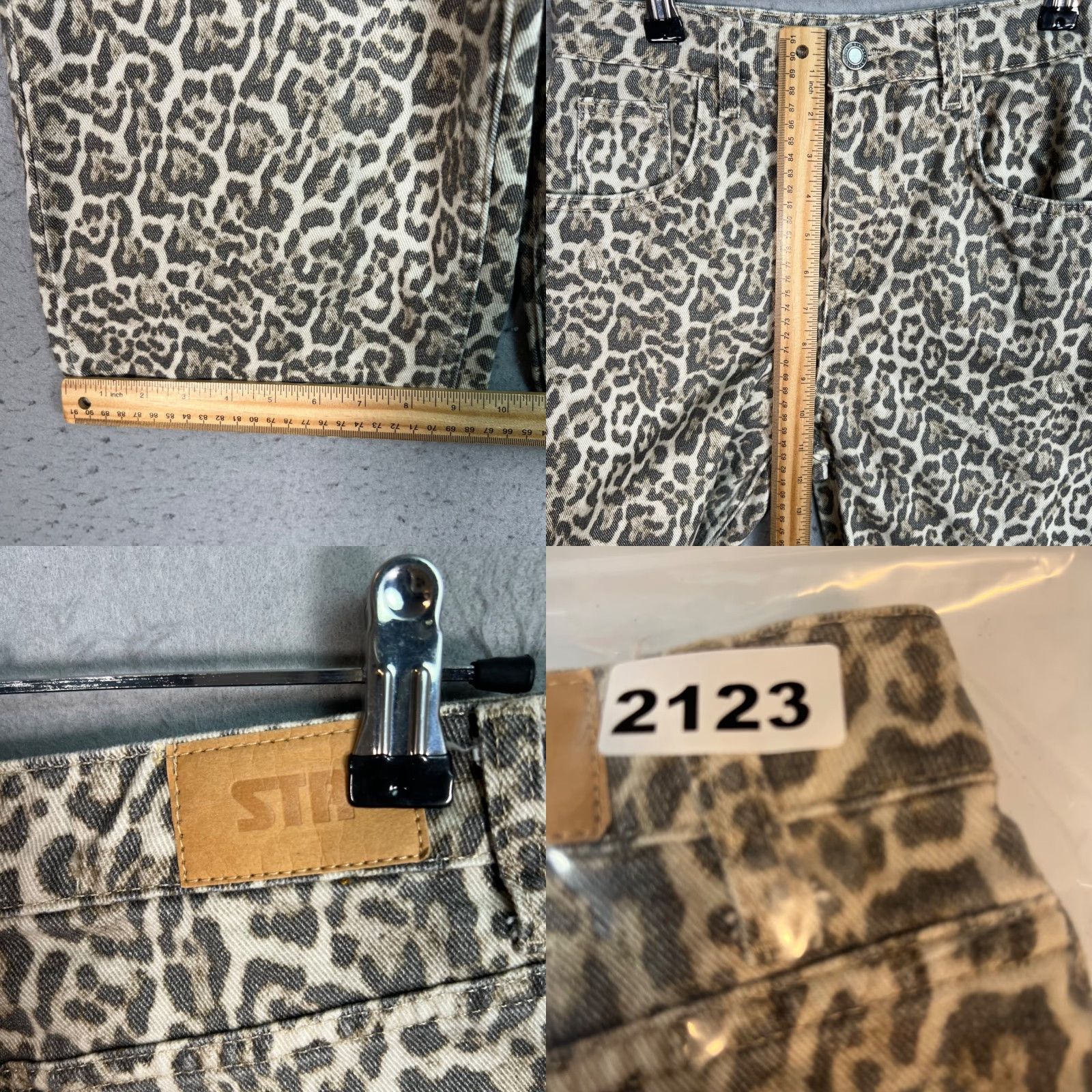 Vintage STR STR Leopard Denim Shorts Womens size 2 Cotton Bermuda Beige Leopard Pattern 90s Vintage Size 26" / US 2 / IT 38 - 8 Thumbnail
