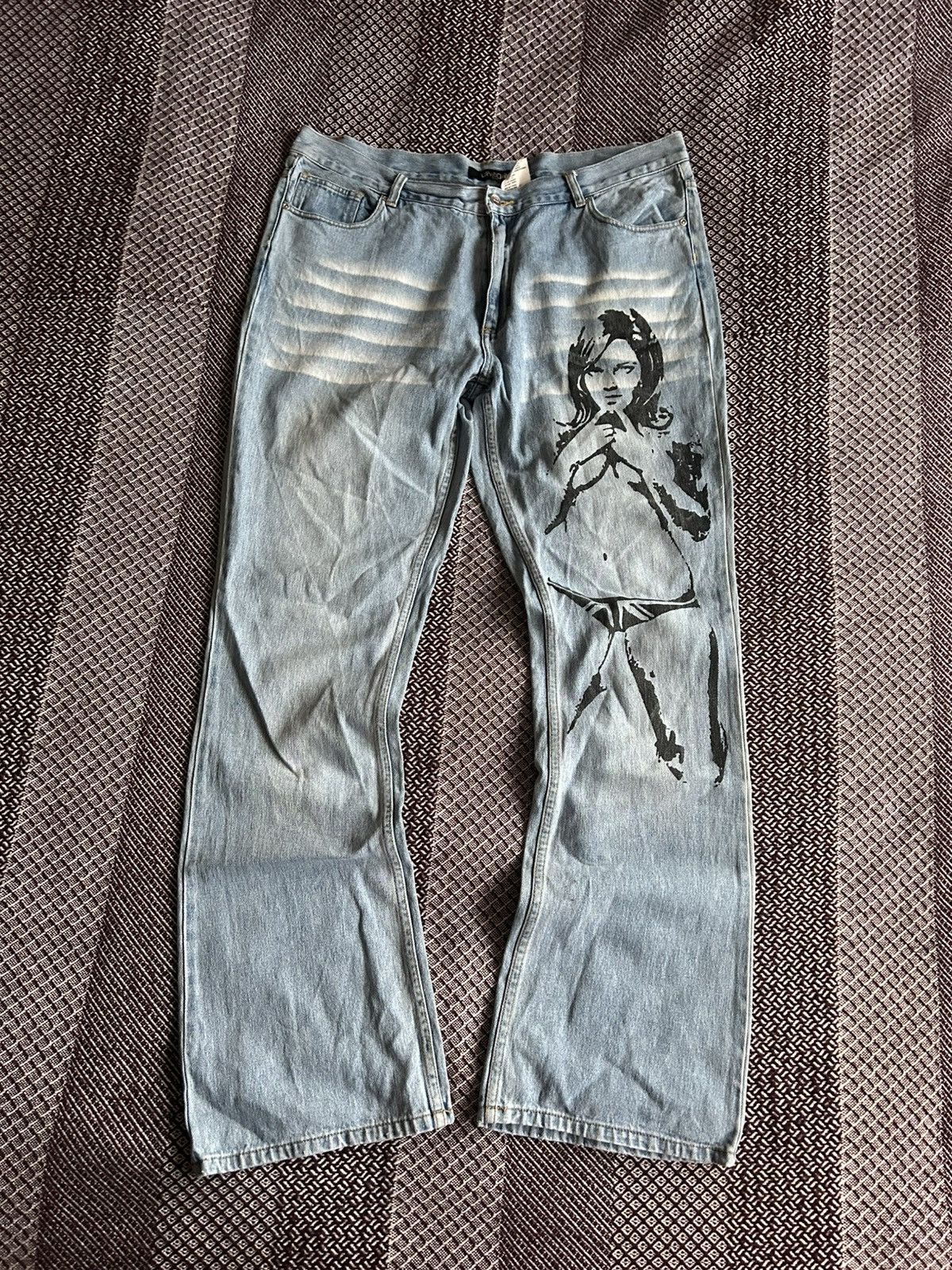 Vintage Vintage Y2K Denim Jeans Graphic Print Faded Pants Streetwear Size US 38 / EU 54 - 1 Thumbnail