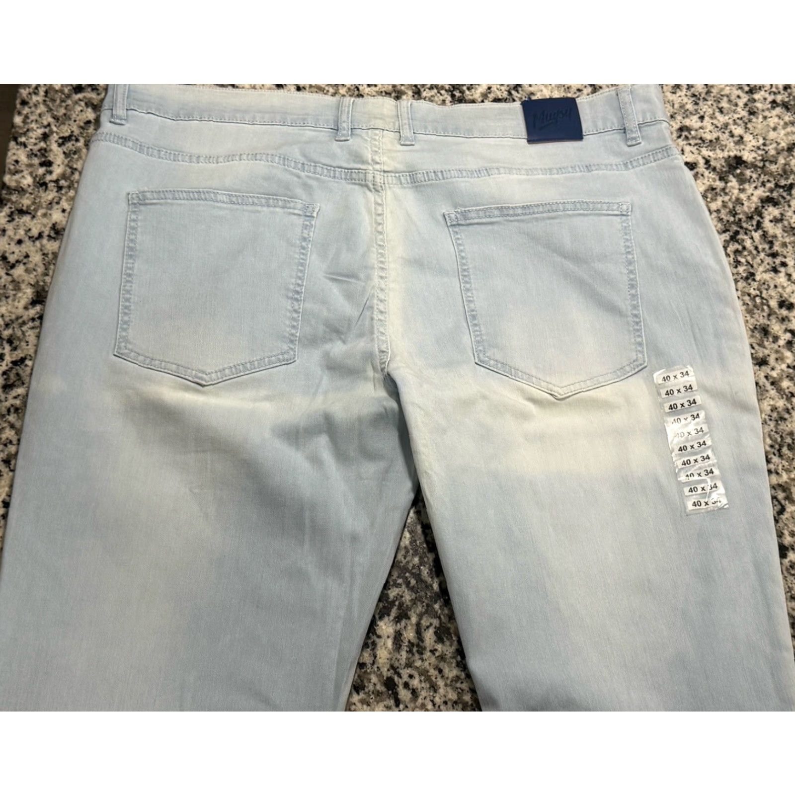 Denime Mugsy Jeans Straight 40x33.5 Lightest Blue Denim Regular Stretch Men 5-Pocket Zipper Button NM NWOT Size US 40 / EU 56 - 6 Thumbnail