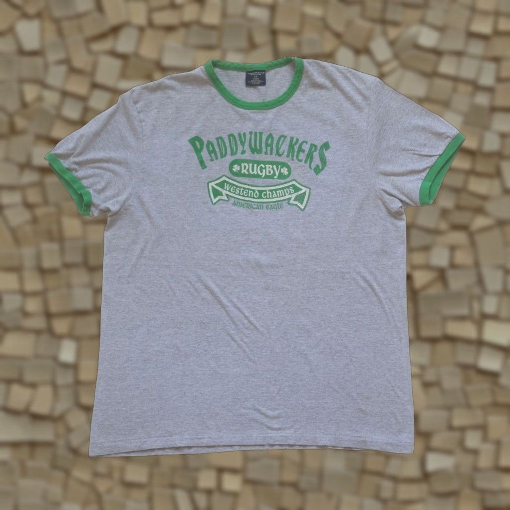 American Eagle Outfitters VINTAGE AMERICAN EAGLE VTG Y2K 90s RETRO RUGBY GRAPHIC RINGER GRAY T SHIRT SZ L Mens Size US L / EU 52-54 / 3 - 1 Thumbnail