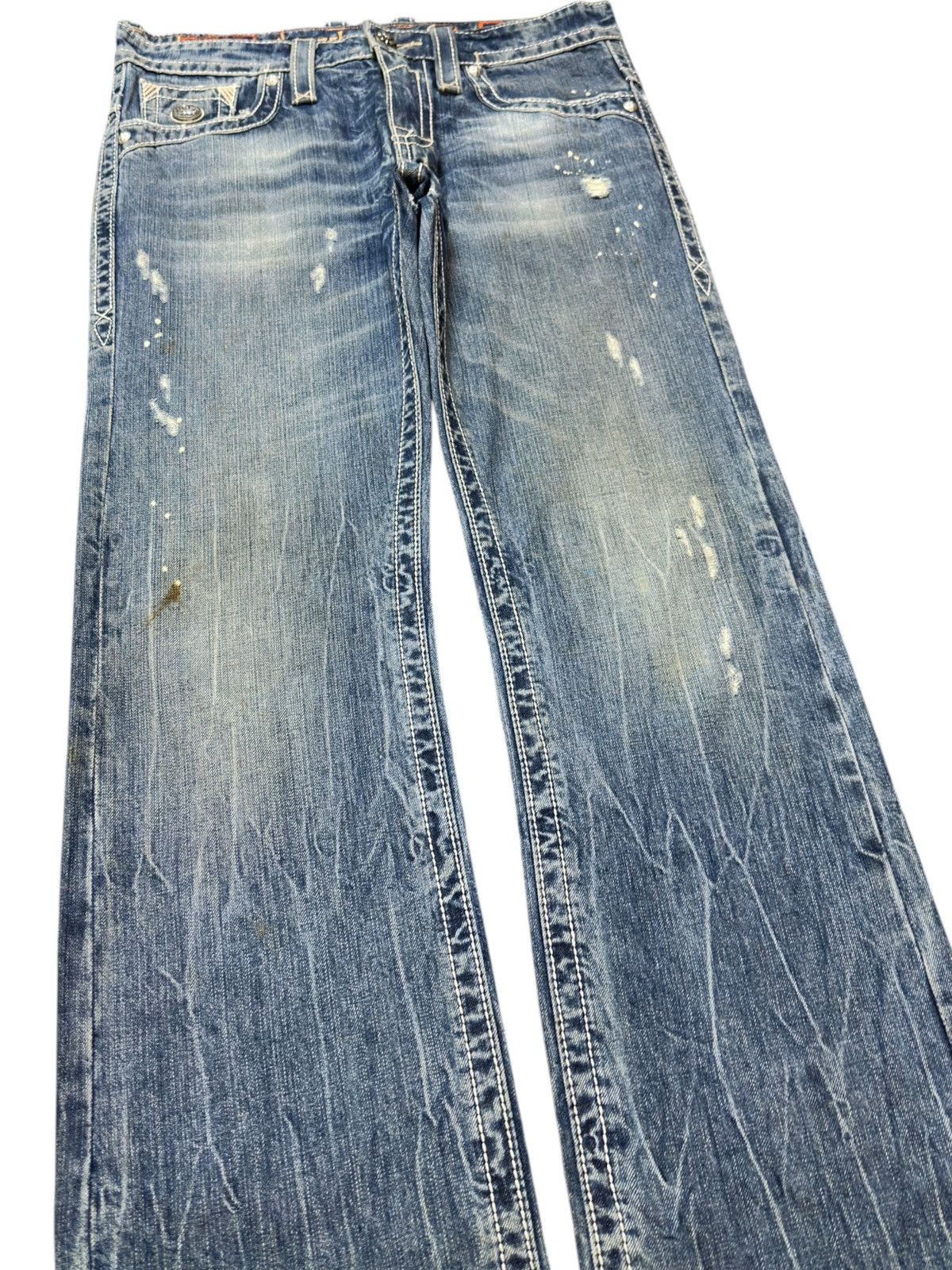 Rock Revival Vintagw Rock Revival Kurt Straight Faded Studded Denim Size US 34 / EU 50 - 3 Thumbnail