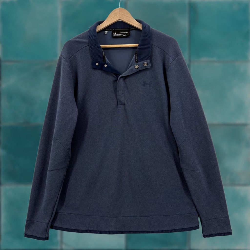 Under Armour Under Armour ColdGear Pullover Mens 2XL Blue Long Sleeve Golf Top Thermal Size US XXL / EU 58 / 5 - 1 Thumbnail